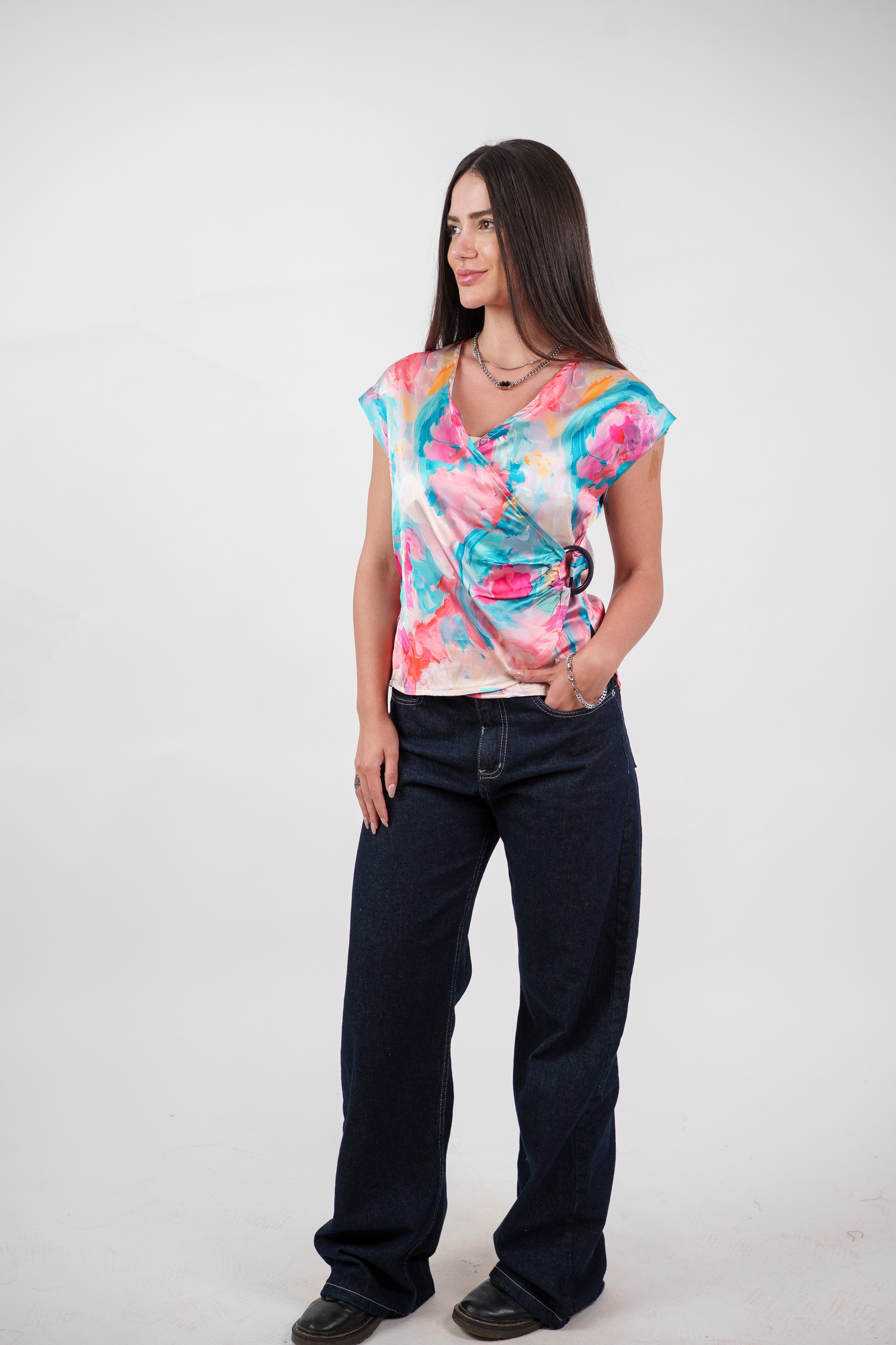 ABSTRACT WRAP BLOUSE