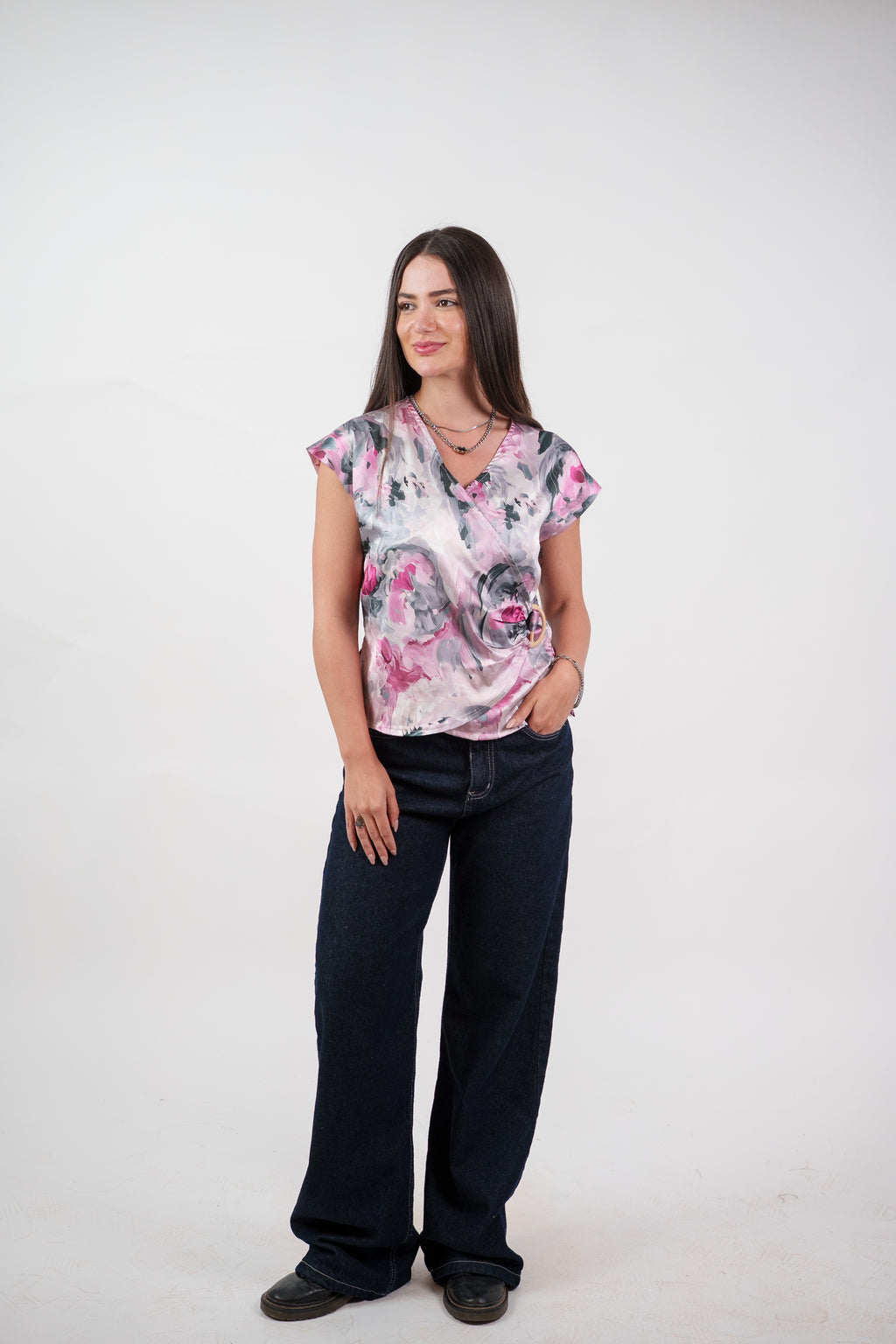 ABSTRACT WRAP BLOUSE