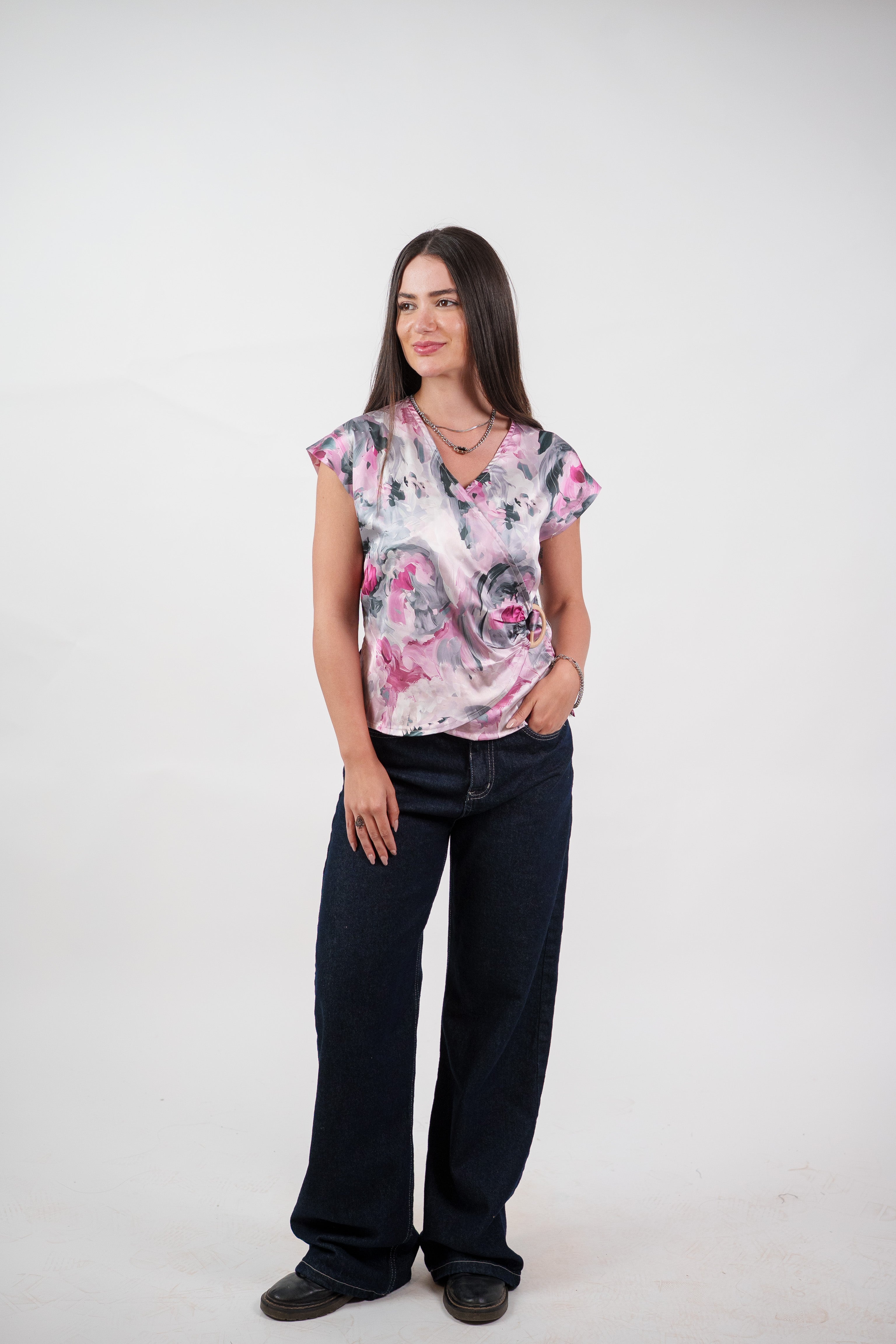 ABSTRACT WRAP BLOUSE