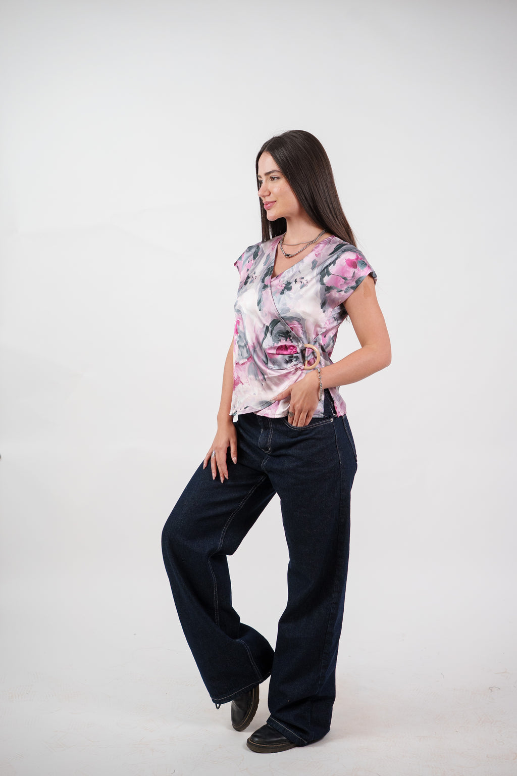 ABSTRACT WRAP BLOUSE