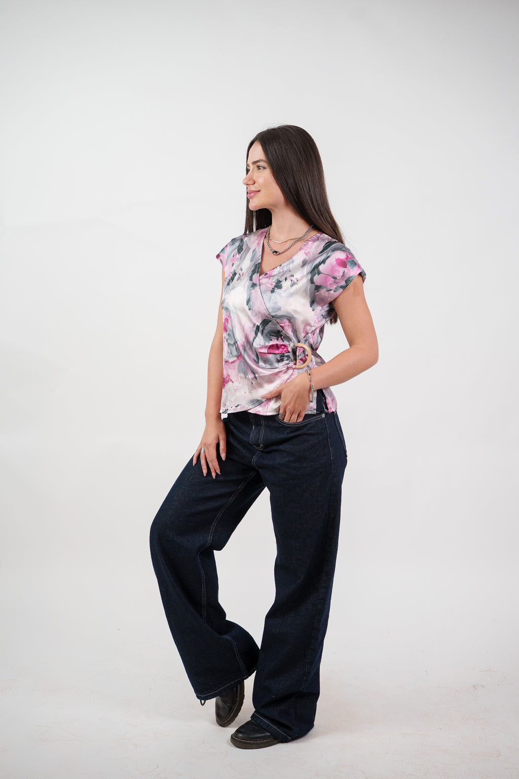 ABSTRACT WRAP BLOUSE