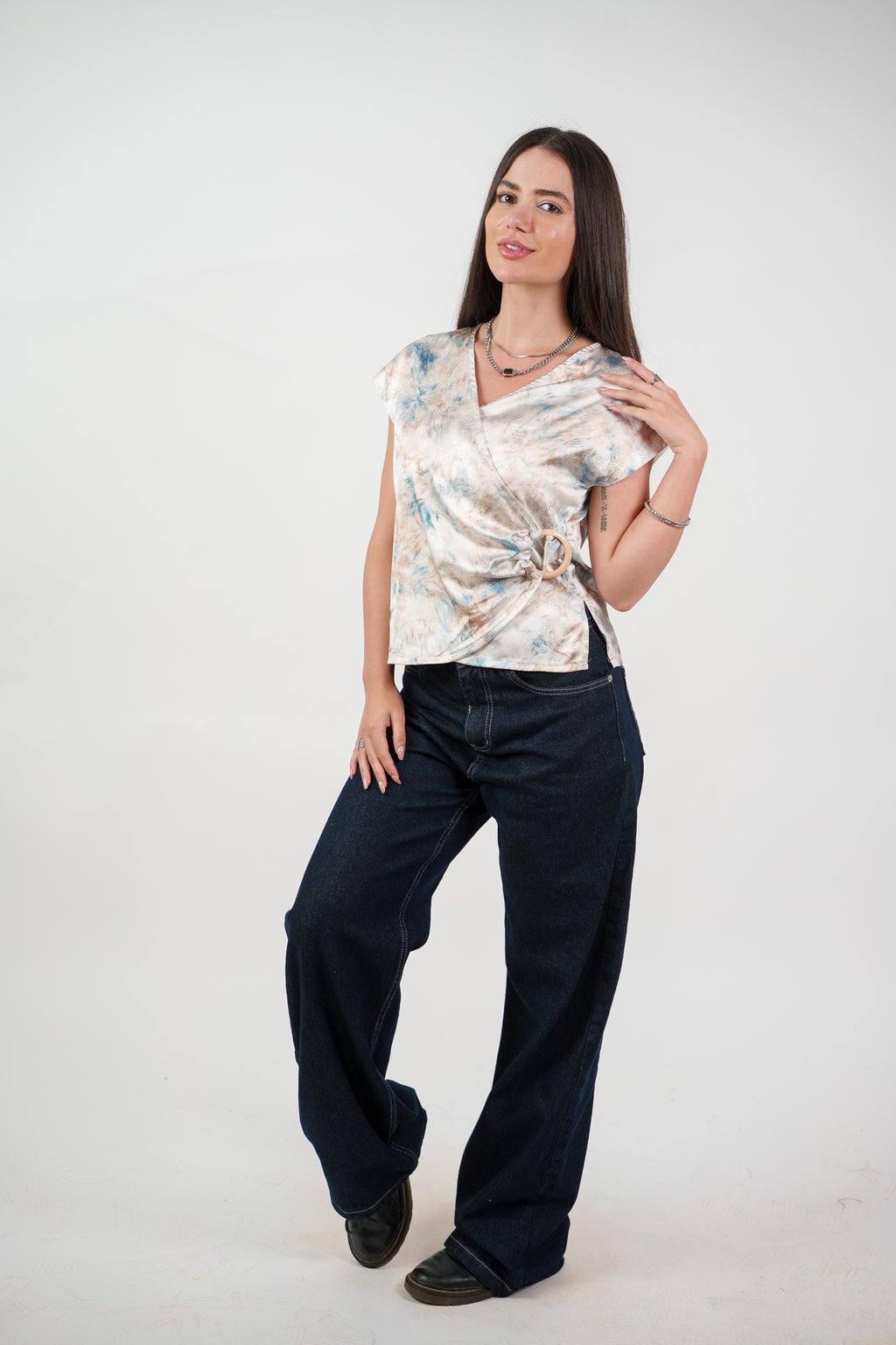 ABSTRACT WRAP BLOUSE