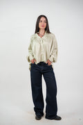 SATIN BALLOON SLEEVE BLOUSE