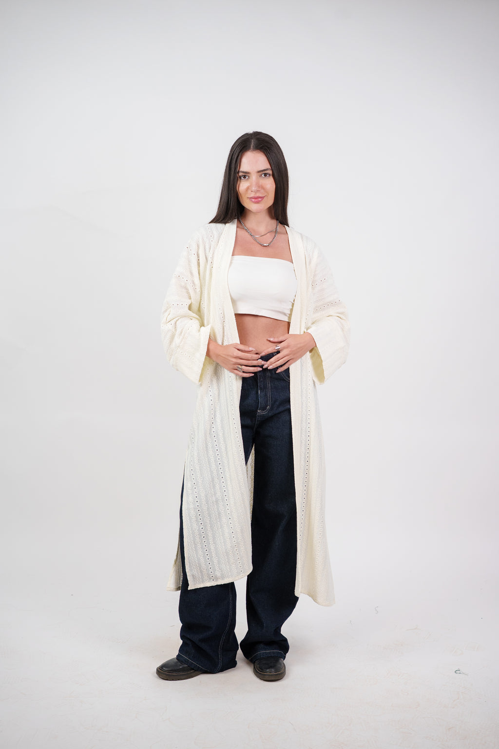 SHEER KNIT OPEN BLOUSE