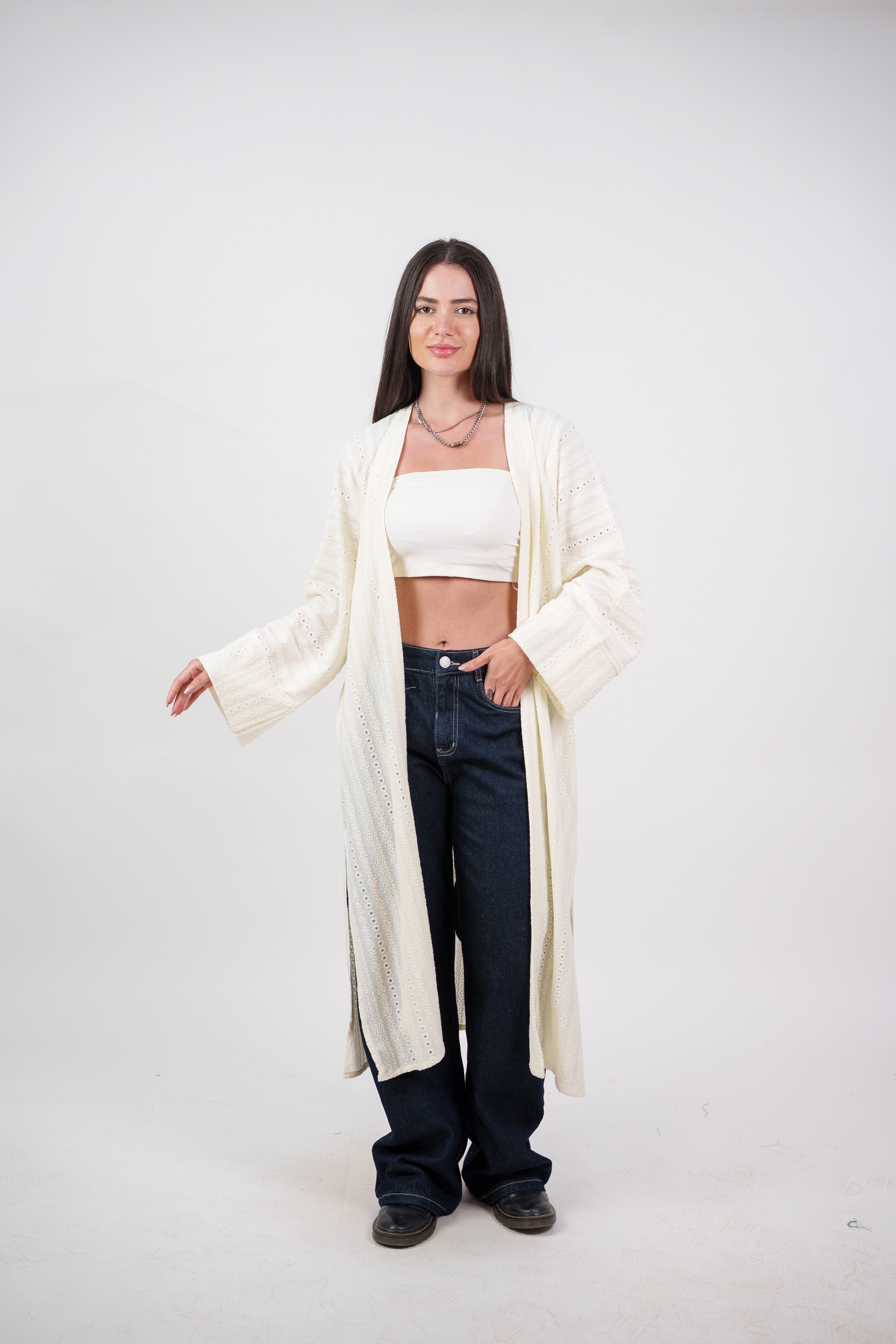 SHEER KNIT OPEN BLOUSE