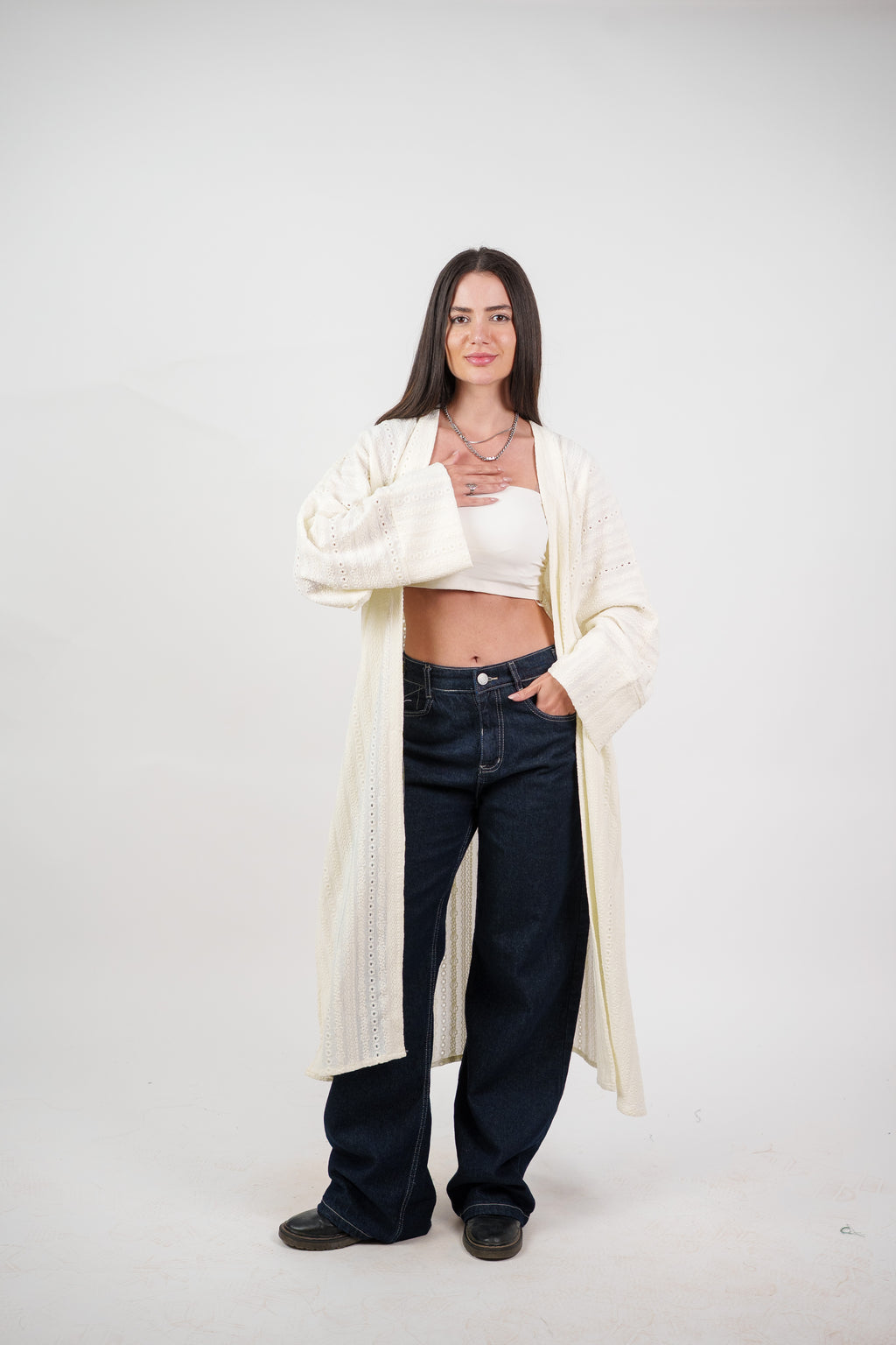 SHEER KNIT OPEN BLOUSE