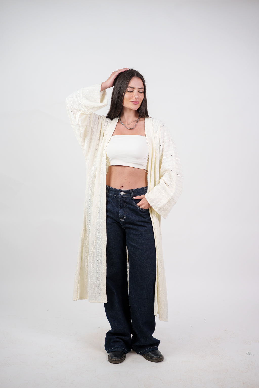 SHEER KNIT OPEN BLOUSE