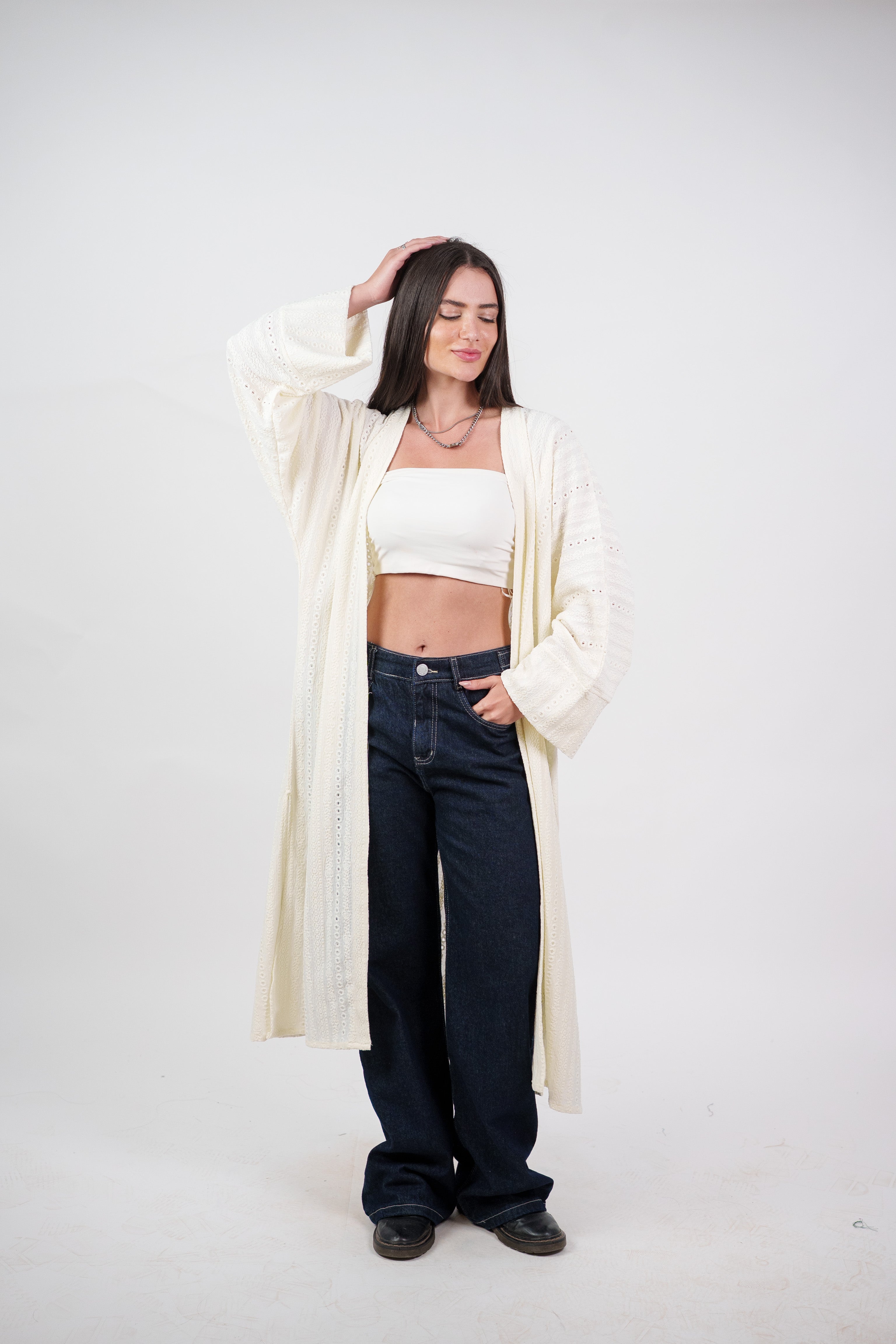 SHEER KNIT OPEN BLOUSE