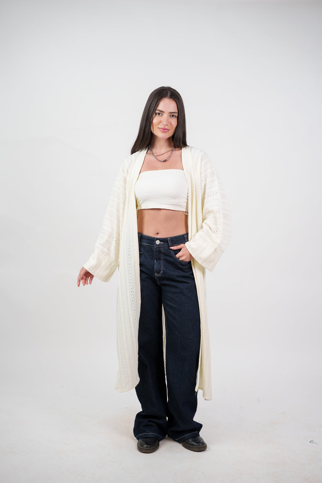 SHEER KNIT OPEN BLOUSE