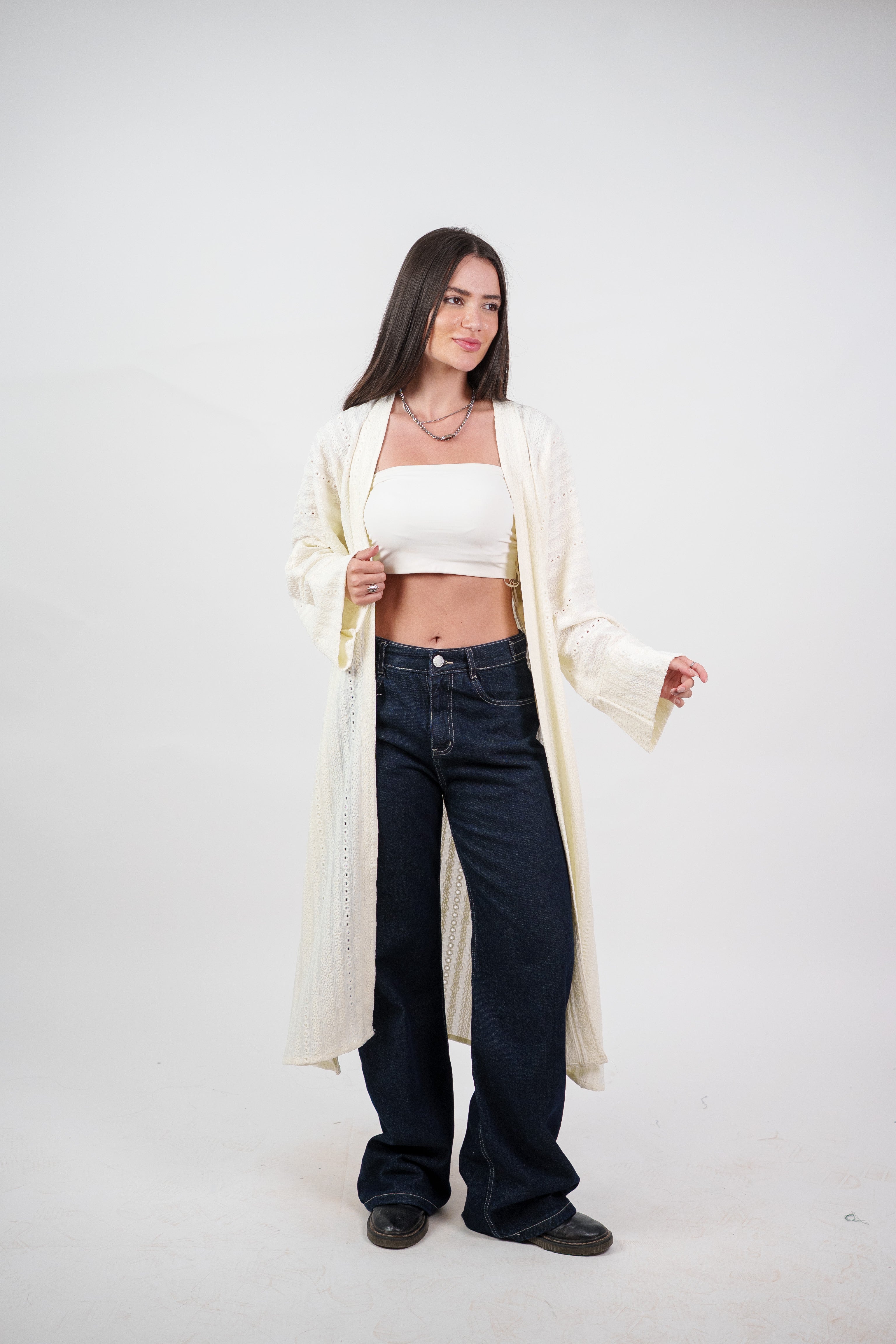 SHEER KNIT OPEN BLOUSE