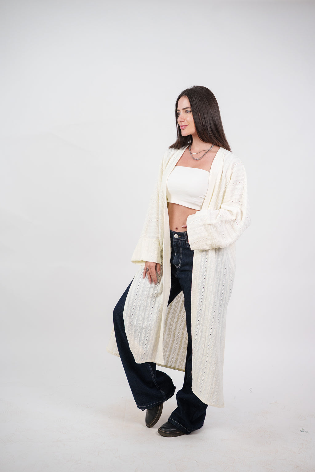 SHEER KNIT OPEN BLOUSE