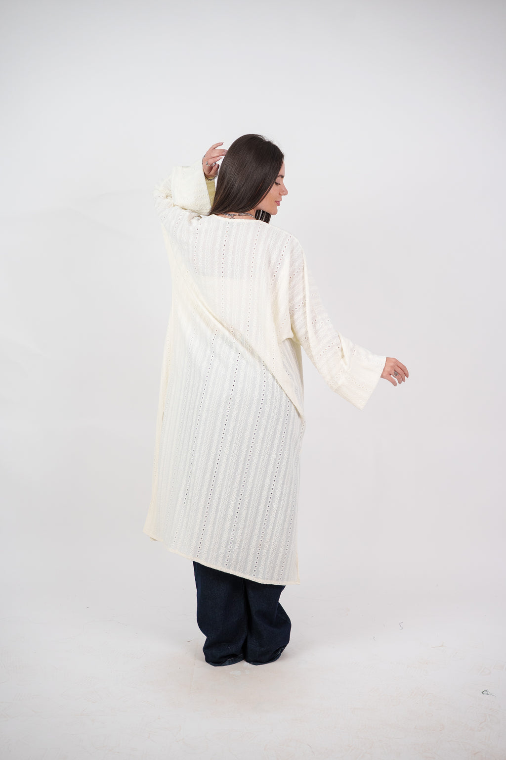 SHEER KNIT OPEN BLOUSE