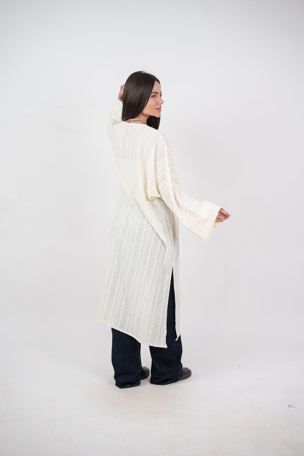 SHEER KNIT OPEN BLOUSE