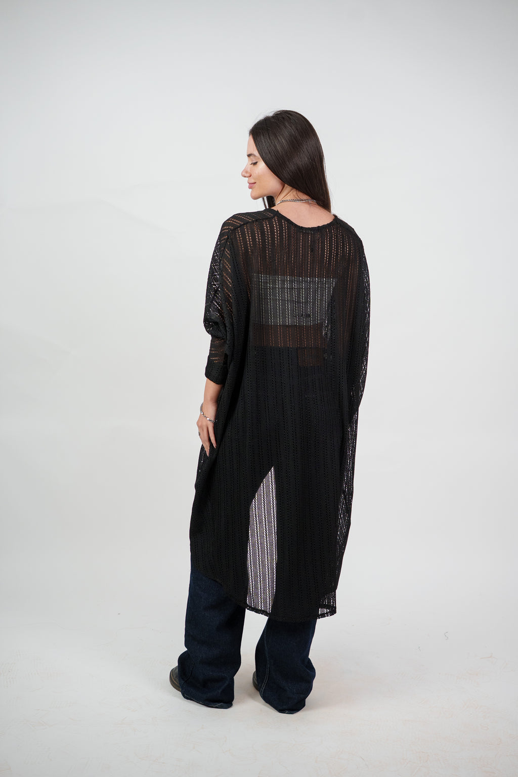 SHEER KNIT OPEN BLOUSE