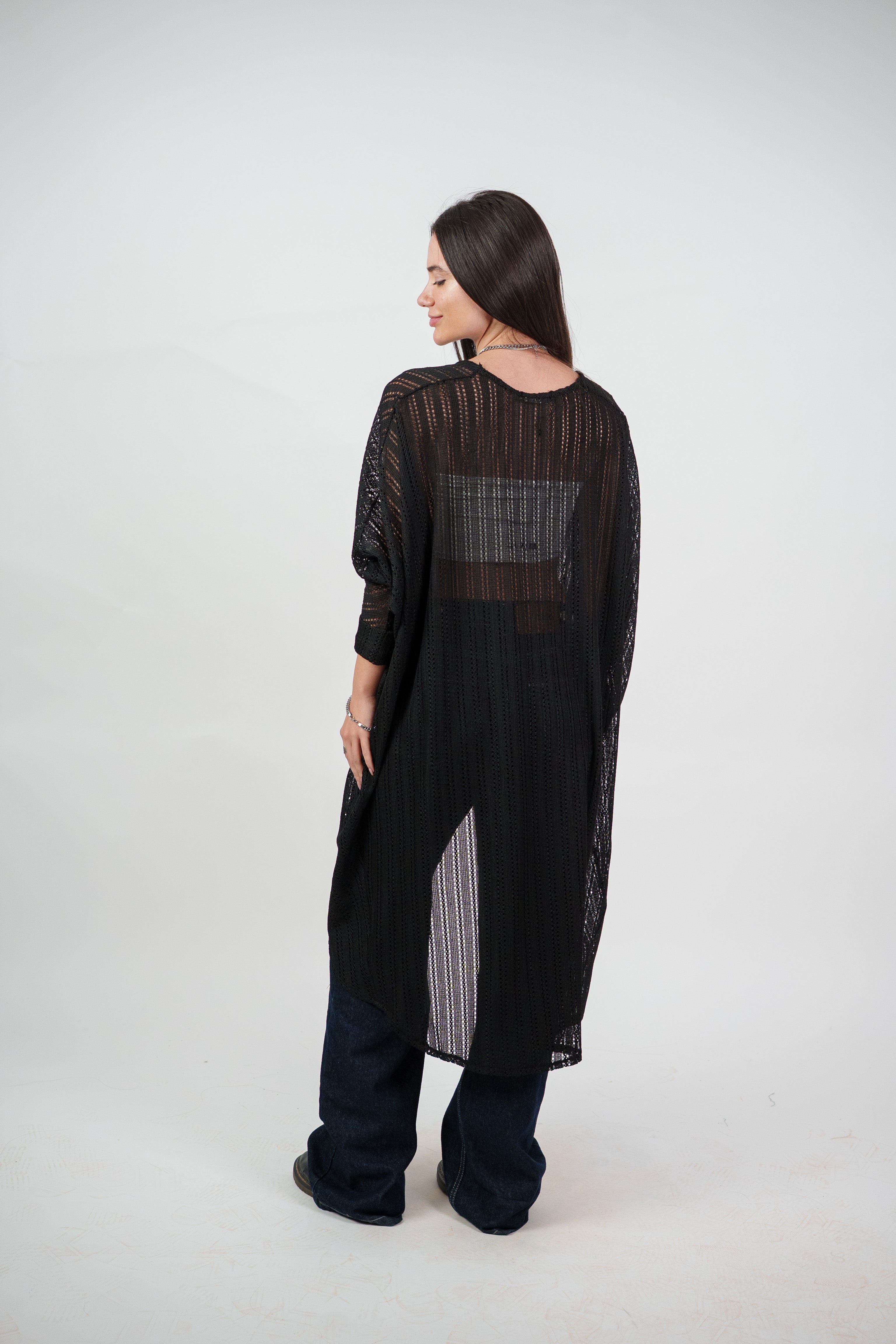 SHEER KNIT OPEN BLOUSE
