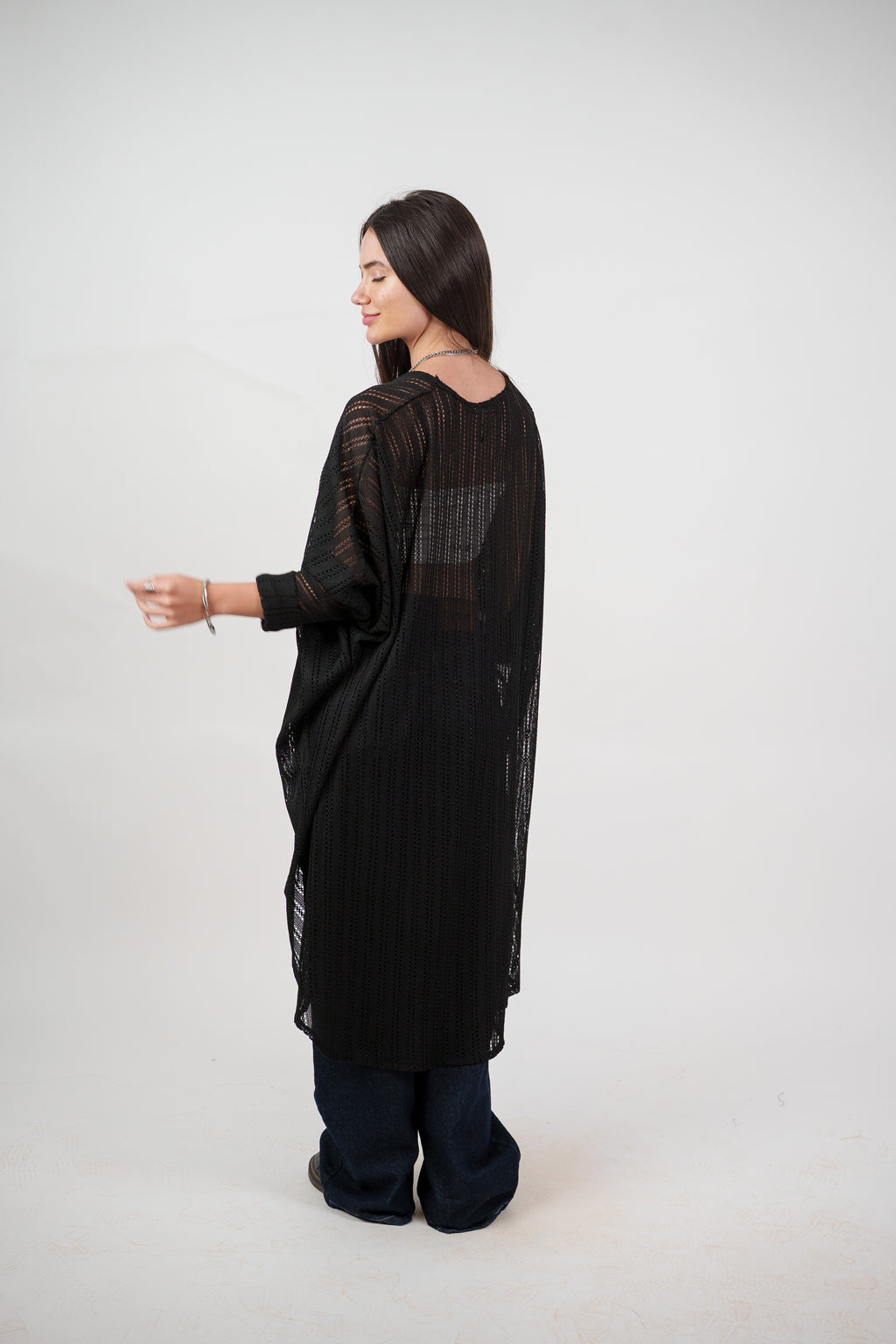 SHEER KNIT OPEN BLOUSE