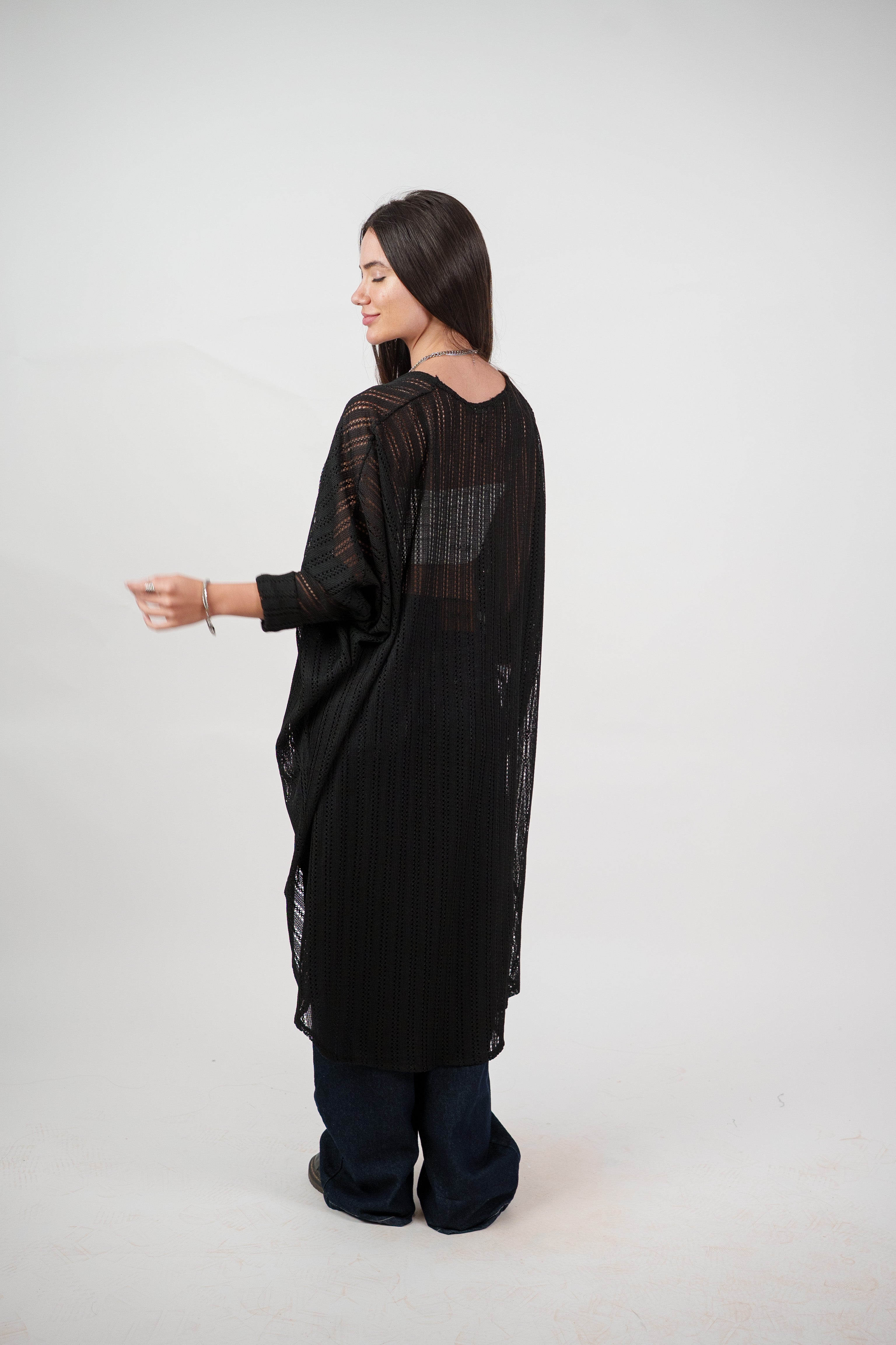 SHEER KNIT OPEN BLOUSE