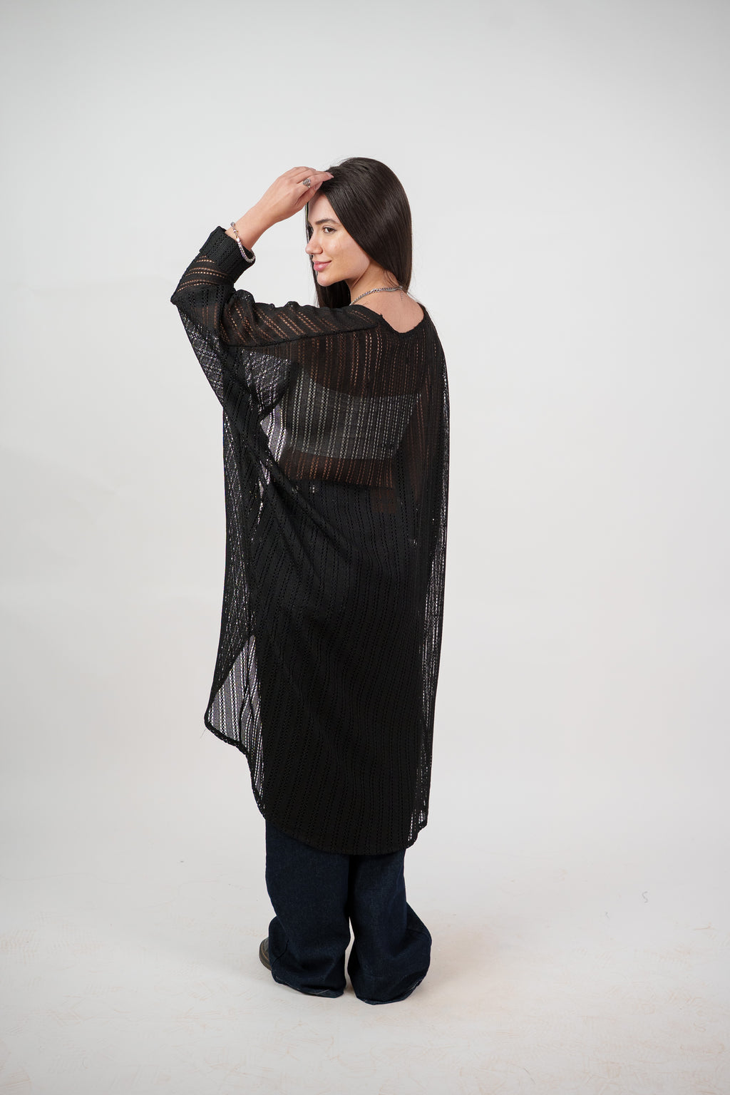 SHEER KNIT OPEN BLOUSE