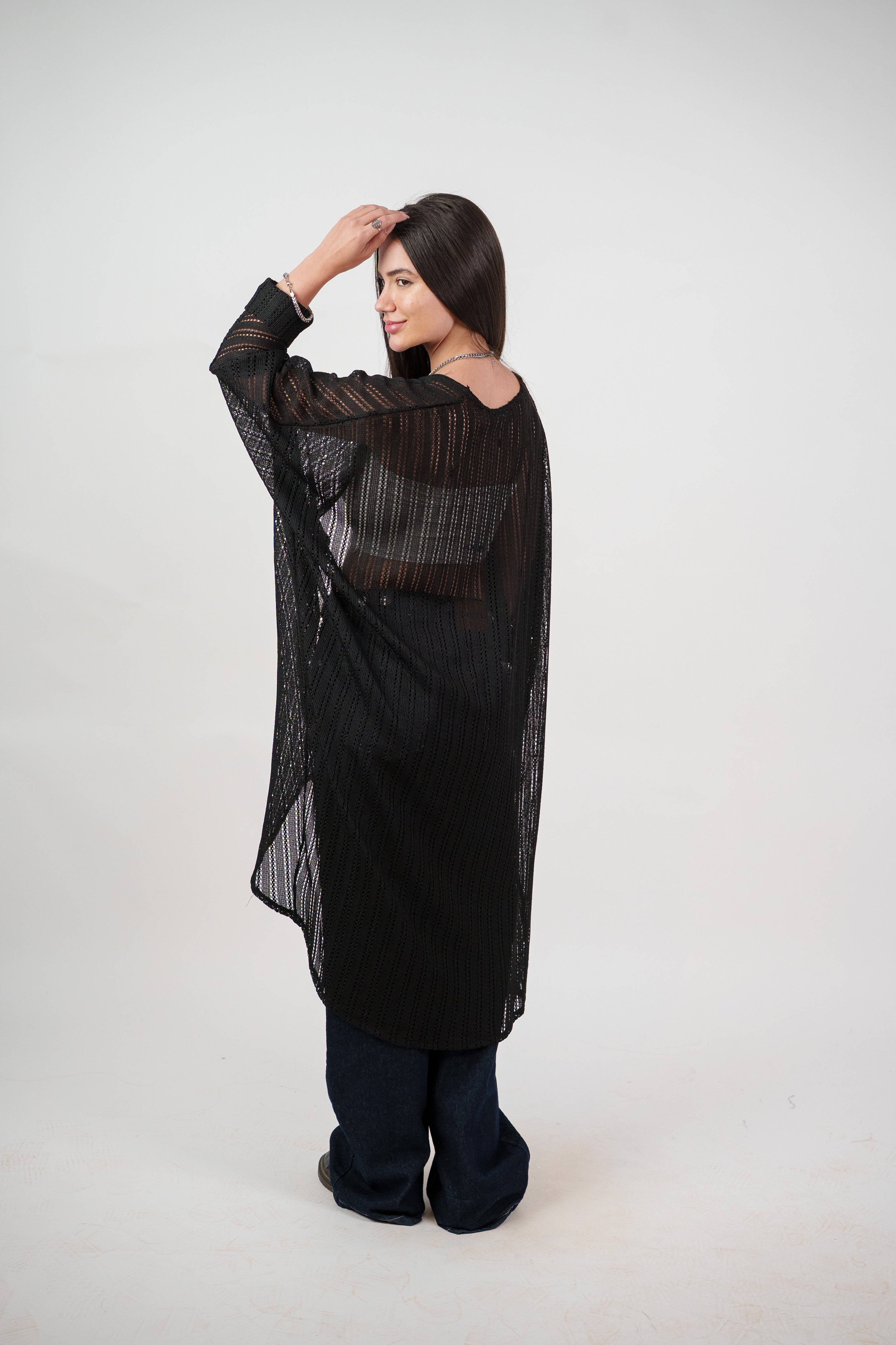 SHEER KNIT OPEN BLOUSE
