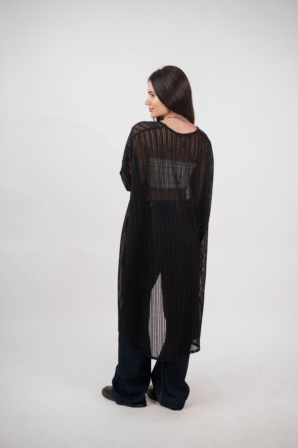 SHEER KNIT OPEN BLOUSE