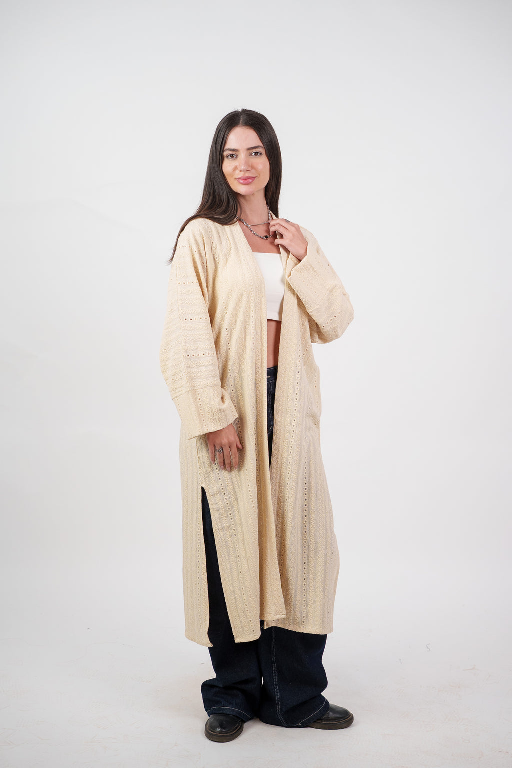 SHEER KNIT OPEN BLOUSE