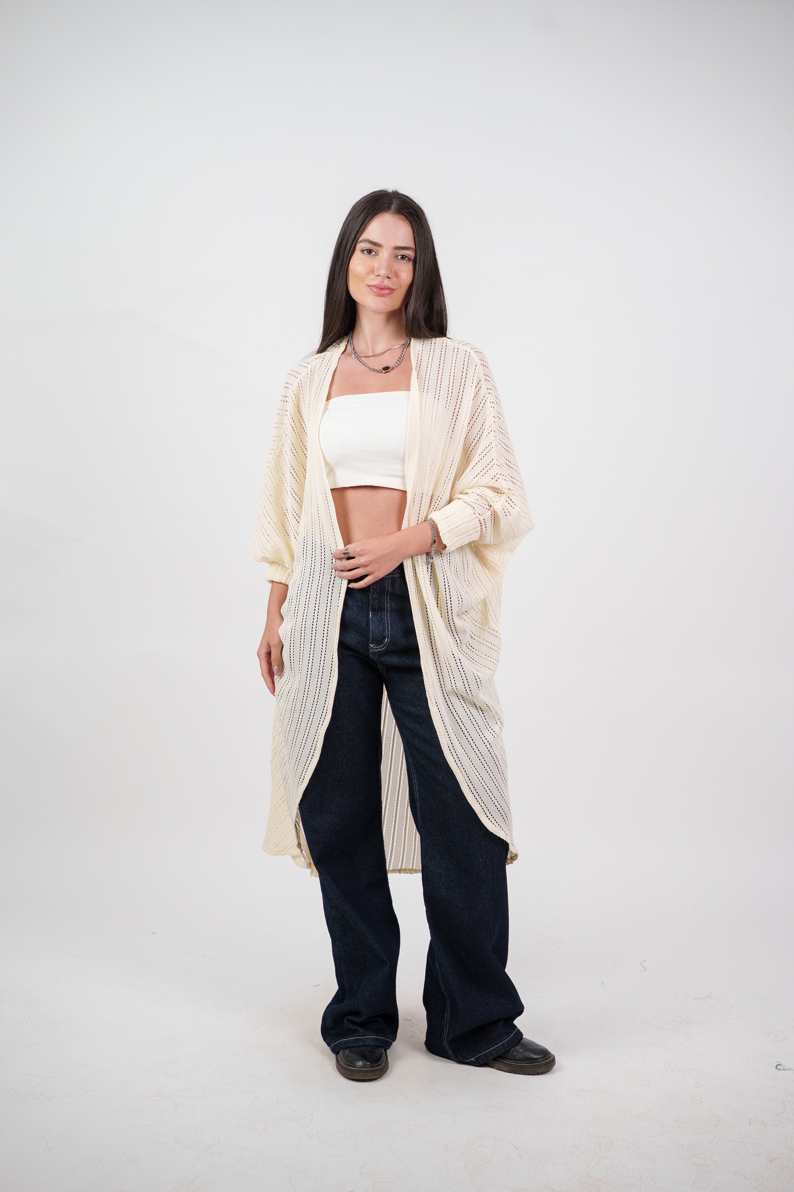 SHEER KNIT OPEN BLOUSE