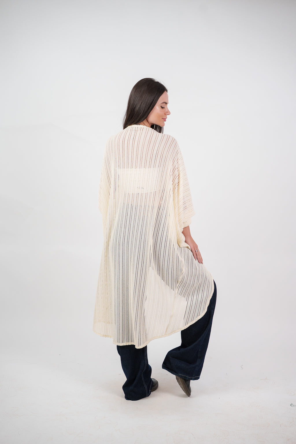 SHEER KNIT OPEN BLOUSE