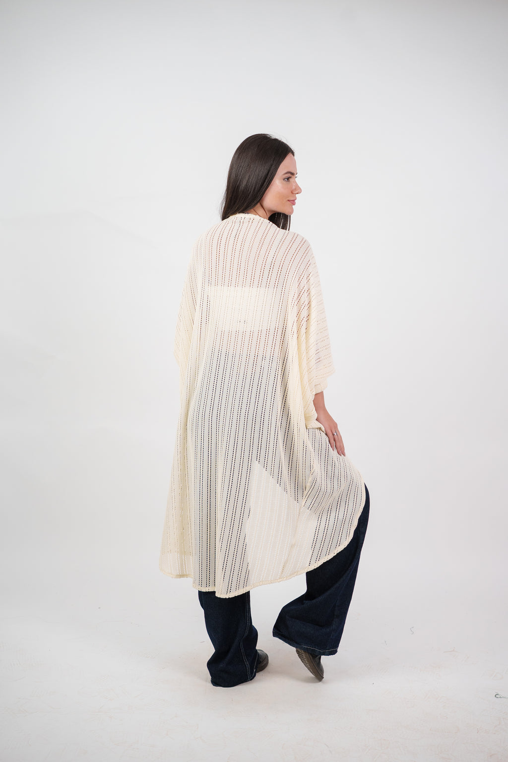 SHEER KNIT OPEN BLOUSE