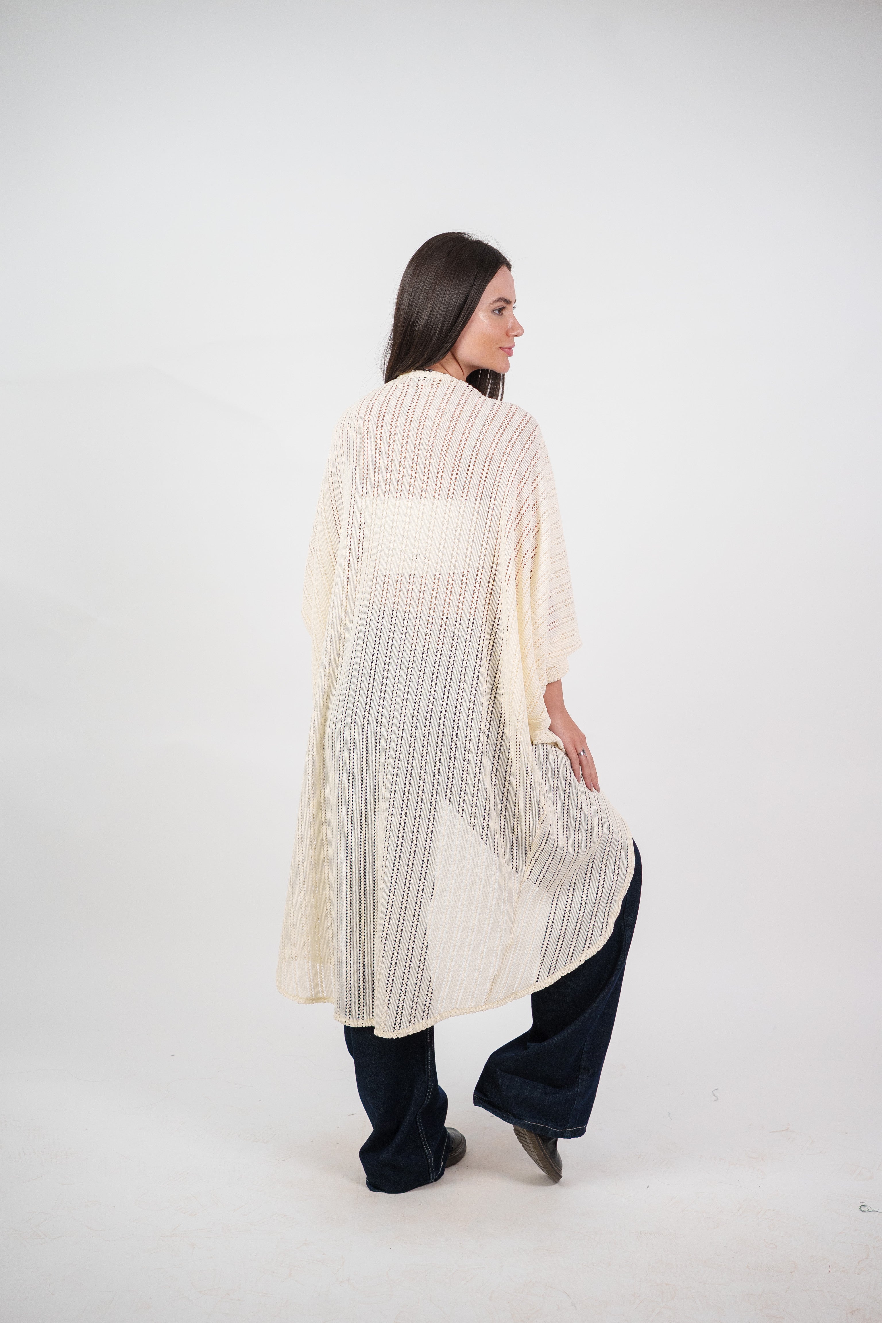 SHEER KNIT OPEN BLOUSE
