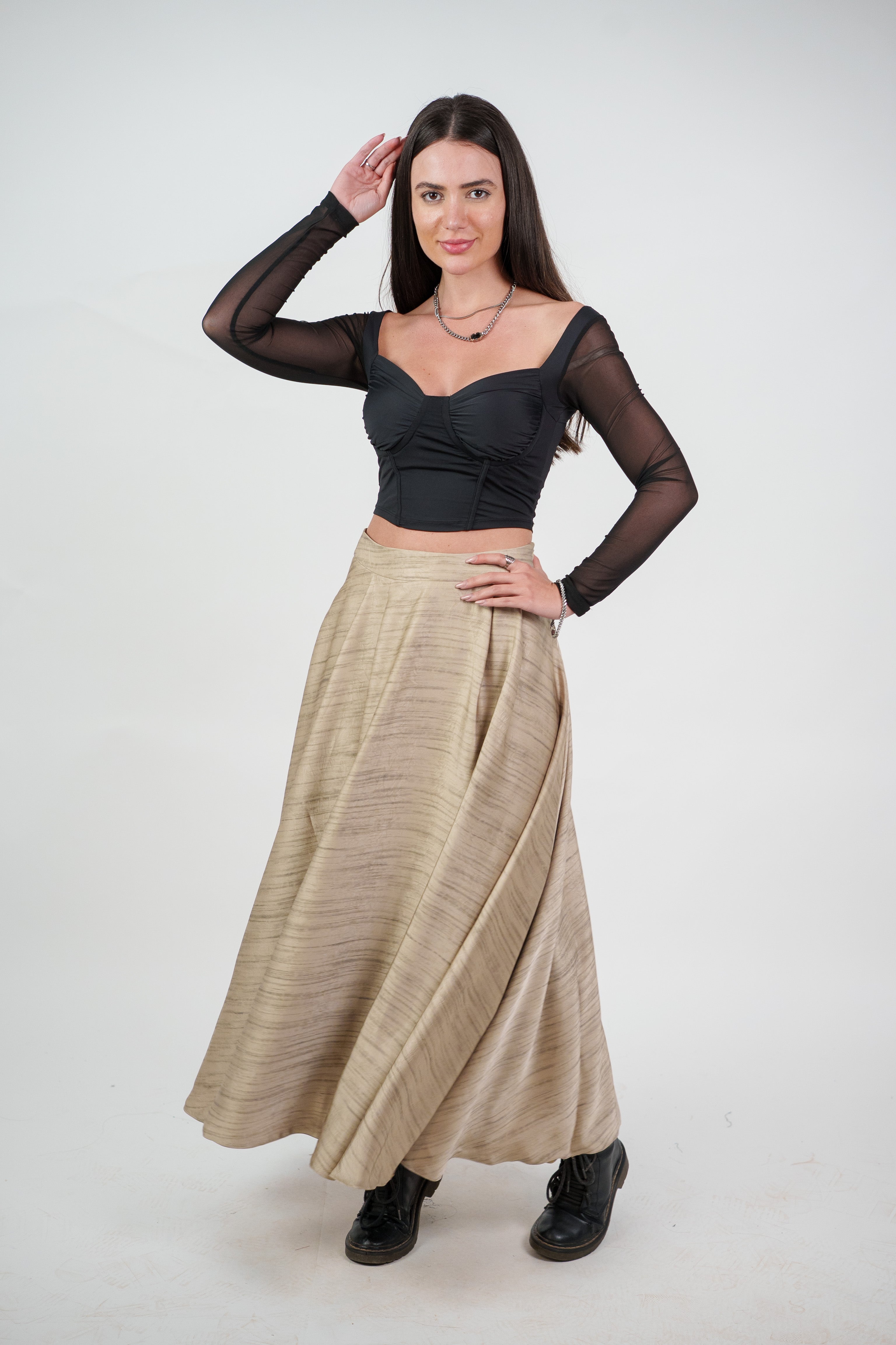 FLOWY TEXTURED MAXI SKIRT