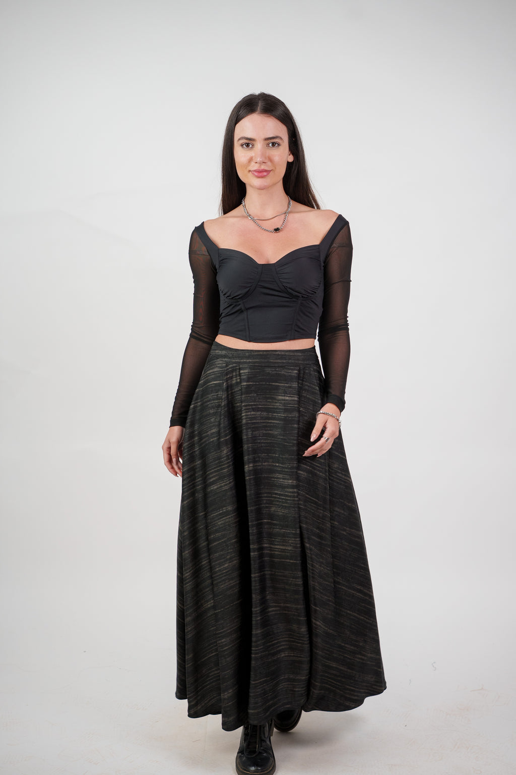 FLOWY TEXTURED MAXI SKIRT