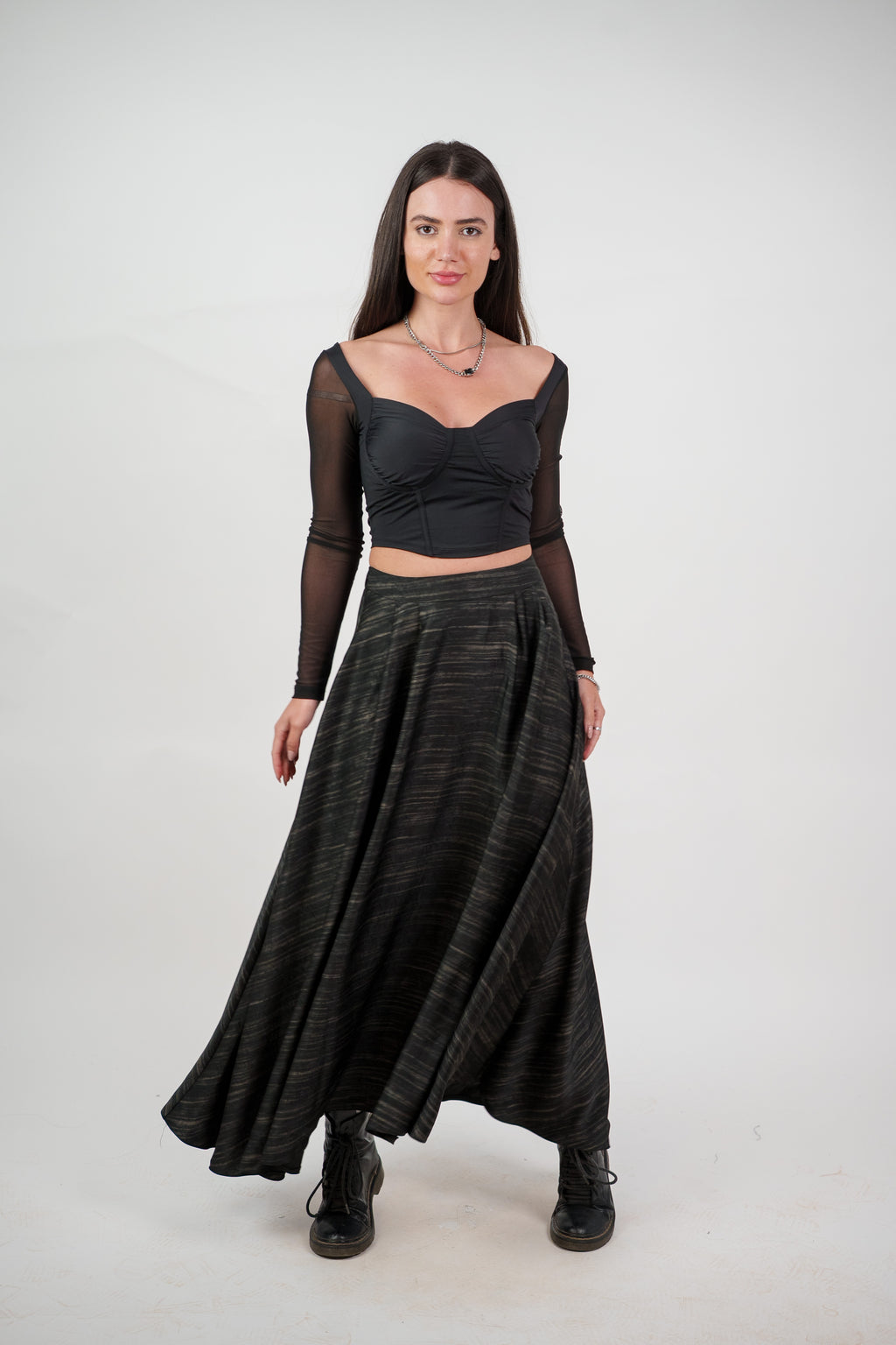 FLOWY TEXTURED MAXI SKIRT