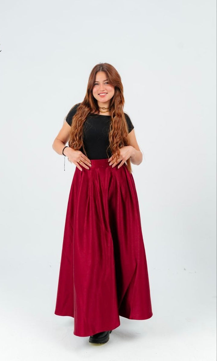 SATIN FLARE SKIRT
