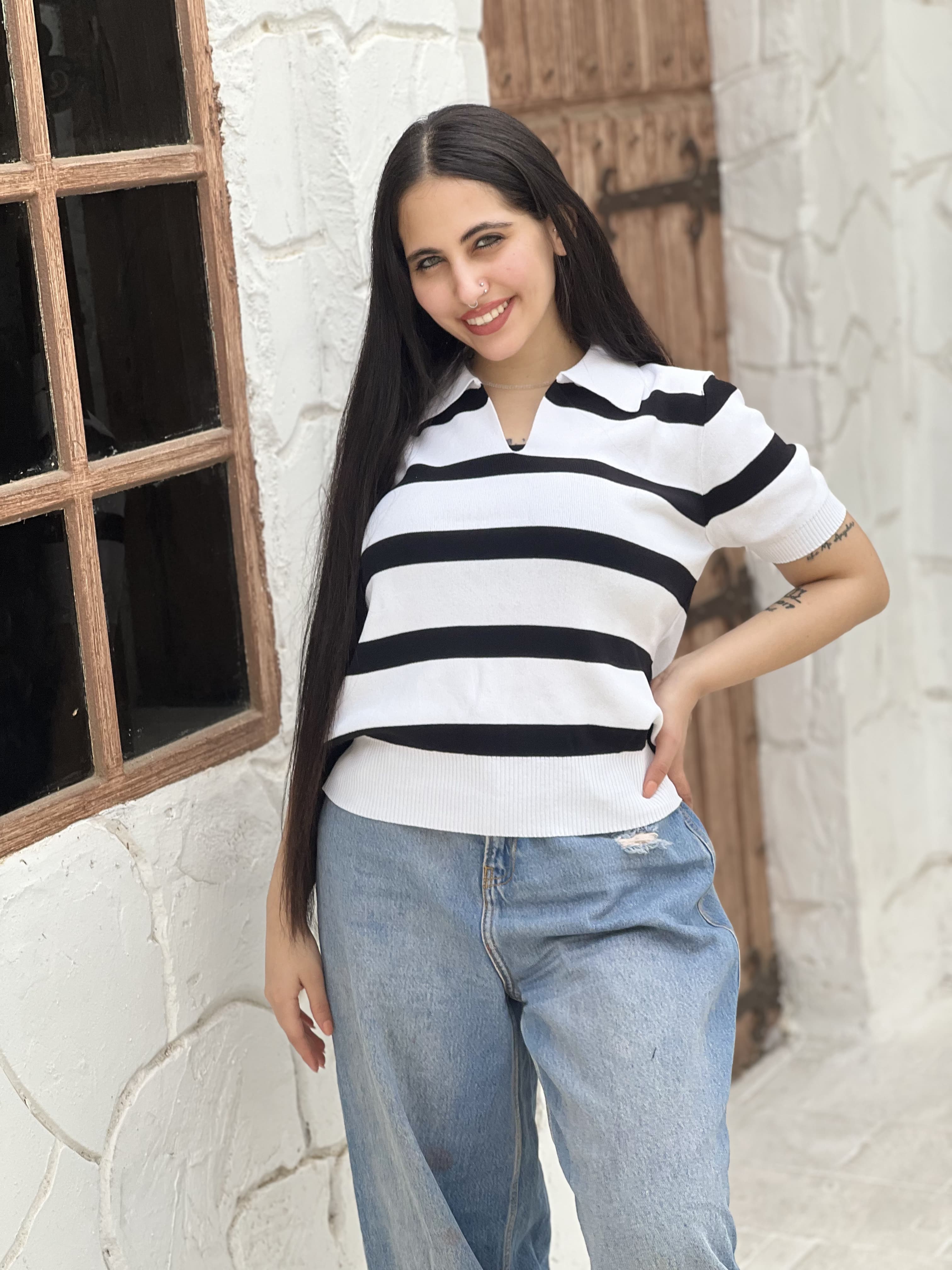 Marseille Knit Polo Blouse