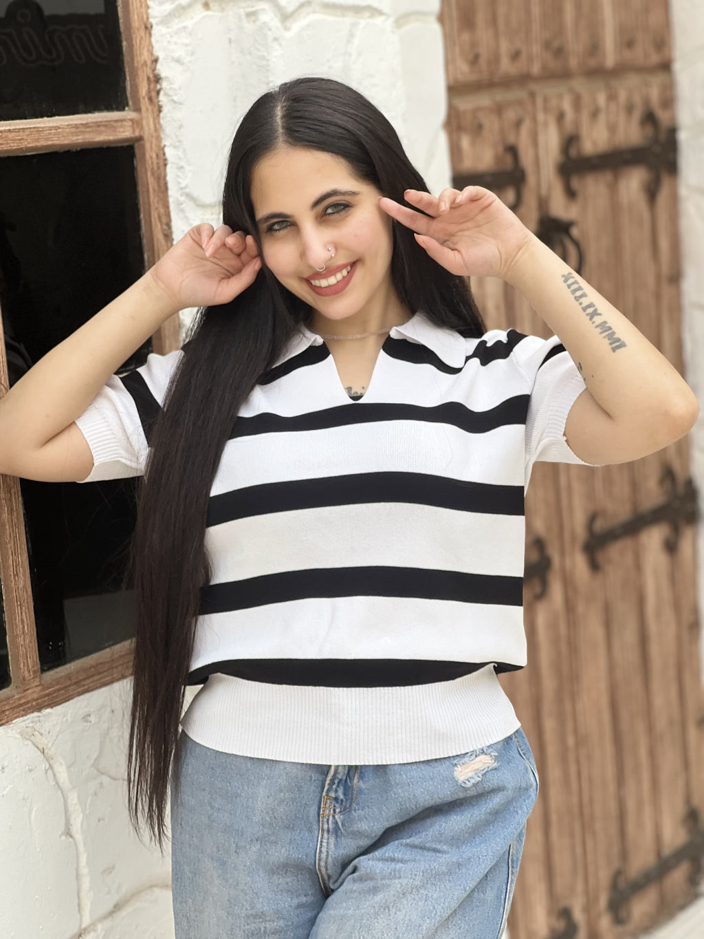 Marseille Knit Polo Blouse