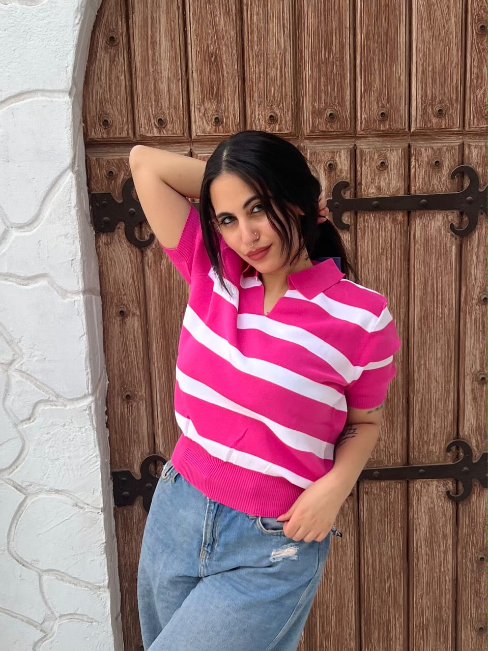 Marseille Knit Polo Blouse