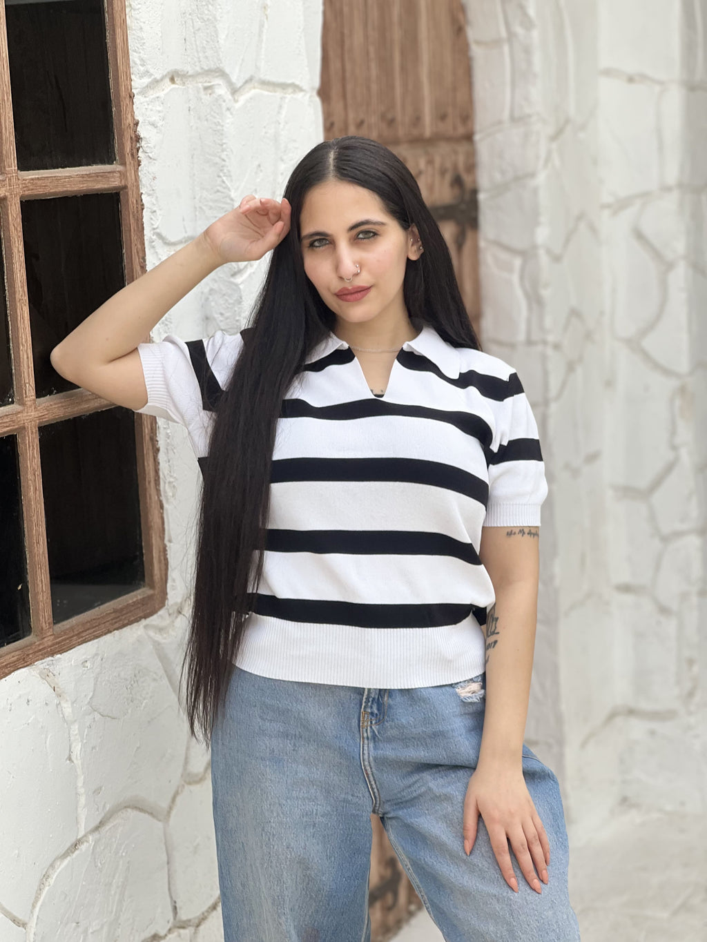 Marseille Knit Polo Blouse