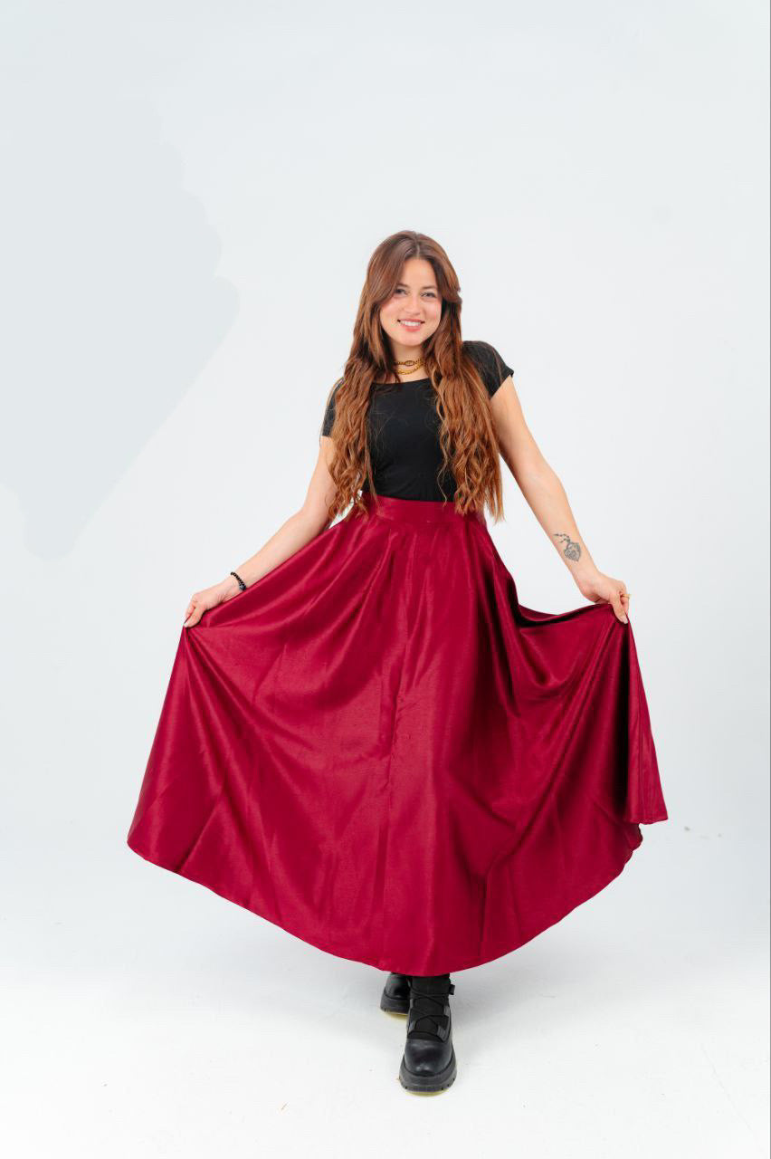 SATIN FLARE SKIRT