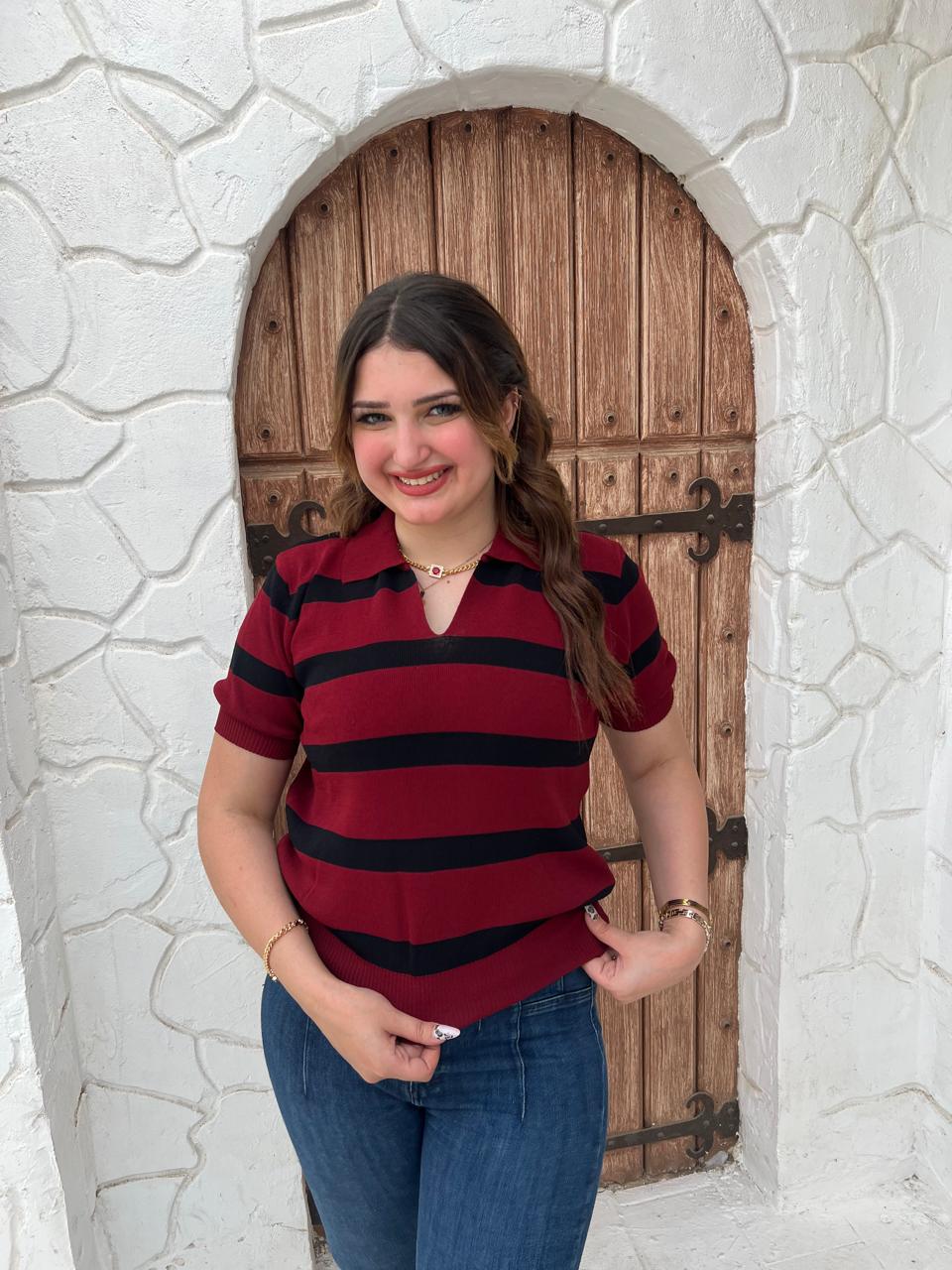 Marseille Knit Polo Blouse