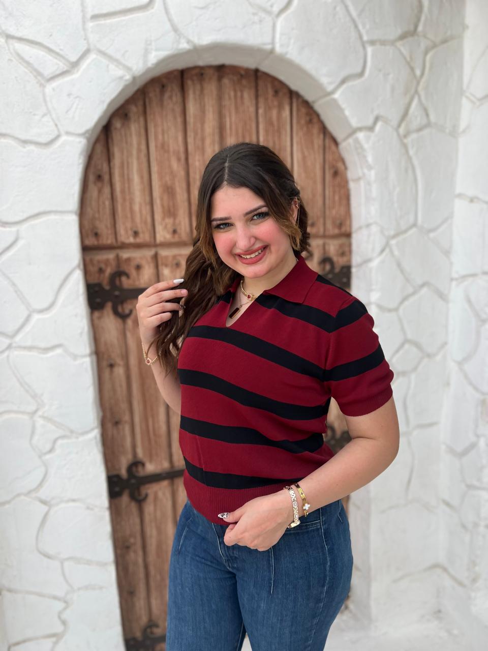 Marseille Knit Polo Blouse