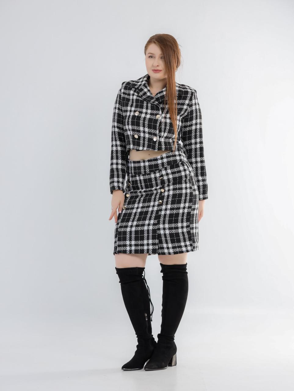 CARO TWEED BUTTONED SKIRT SET