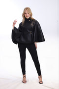 LEATHER CAPE COAT