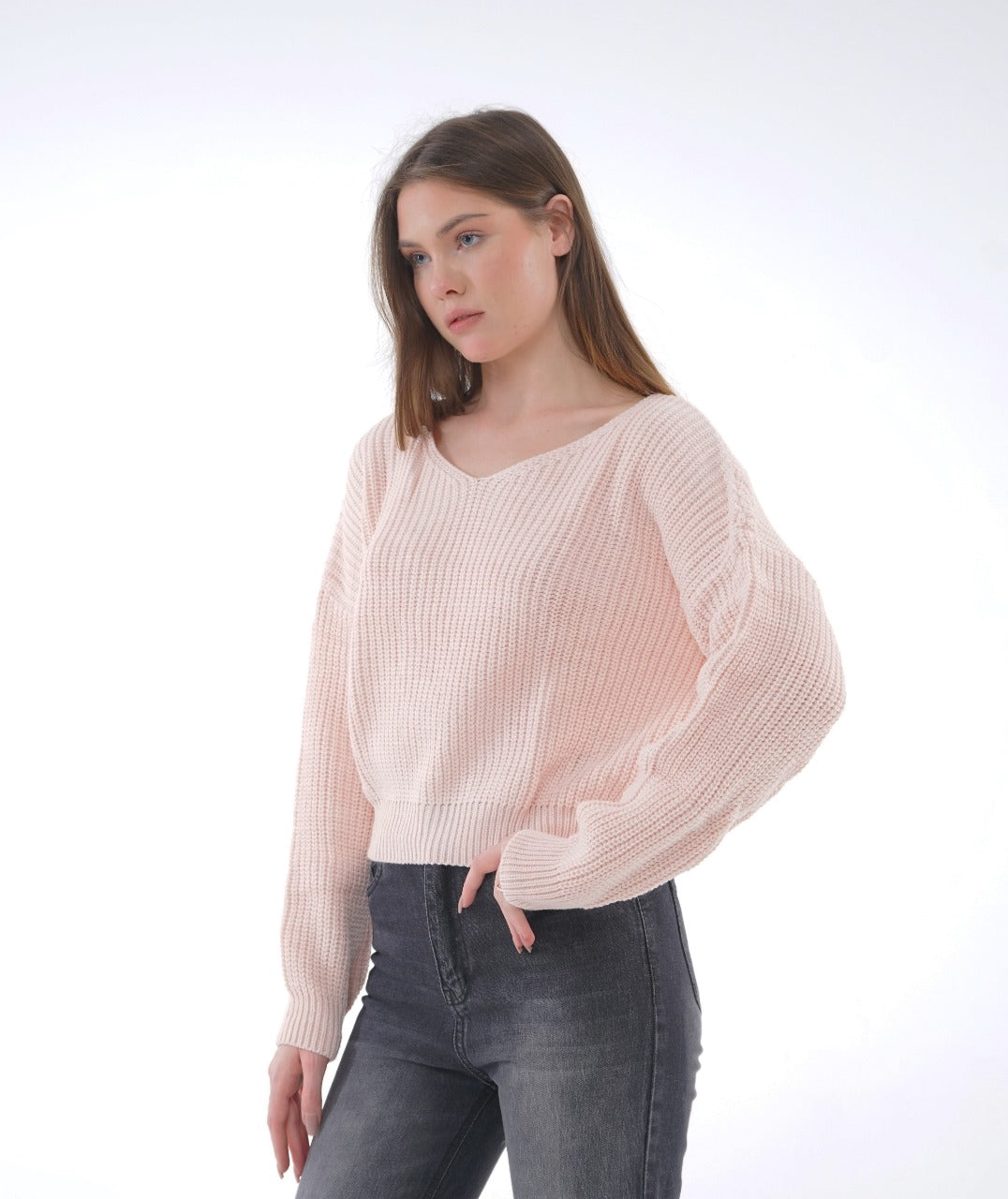 V-NECK KNIT BLOUSE