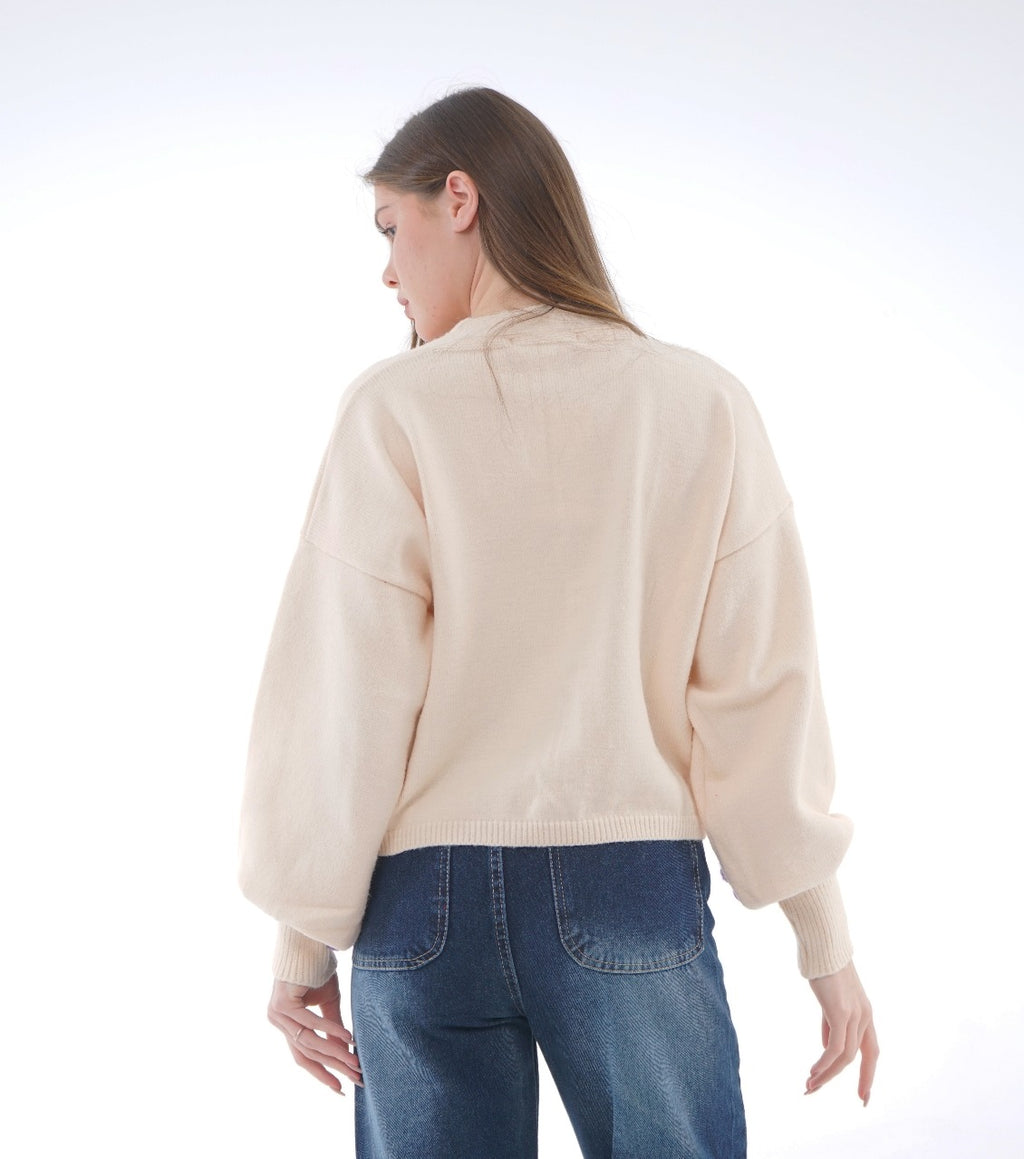 HAND-EMBROIDERED KNIT BLOUSE