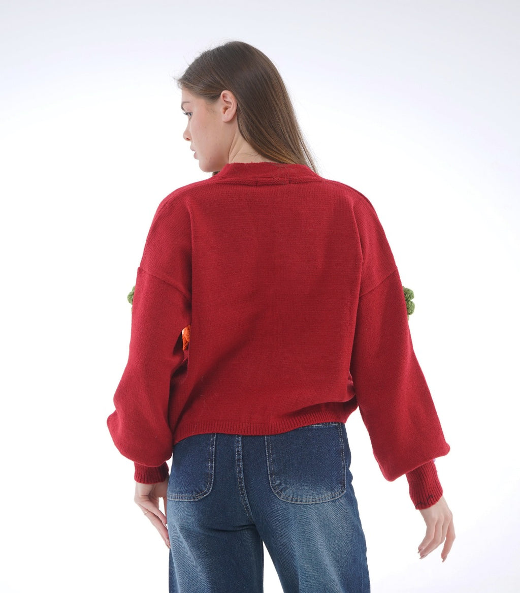 HAND-EMBROIDERED KNIT BLOUSE