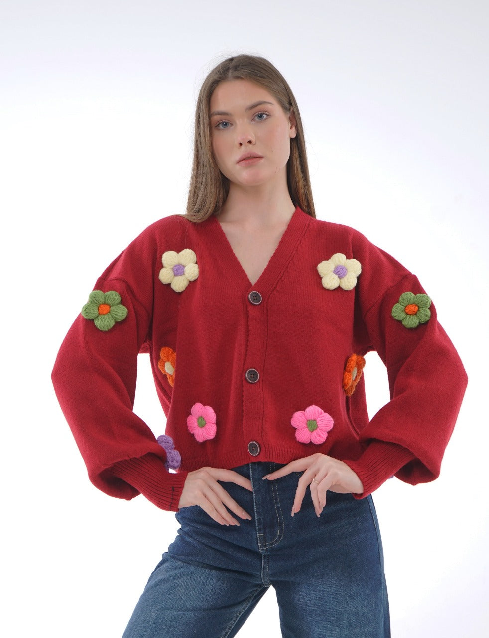HAND-EMBROIDERED KNIT BLOUSE