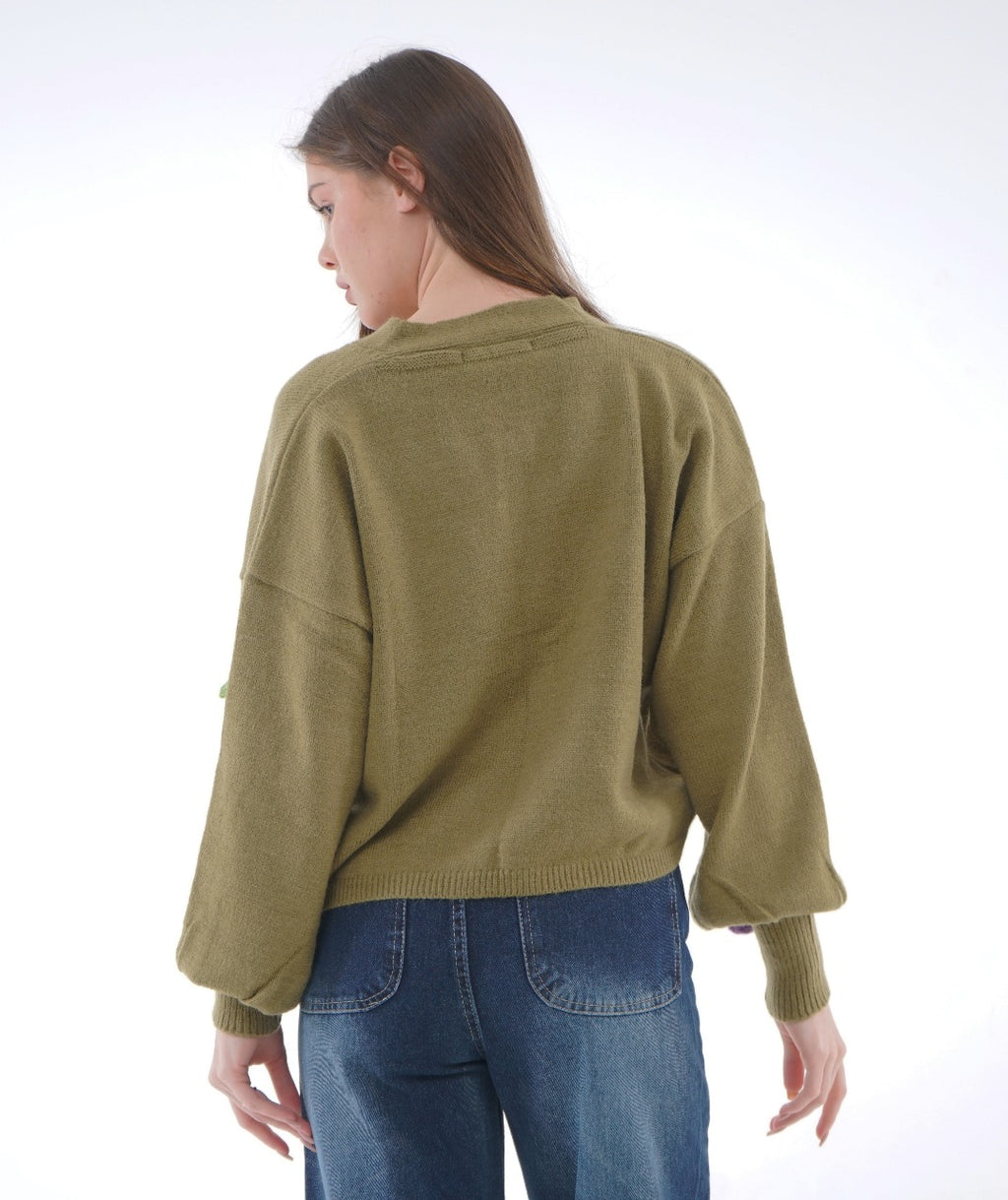 HAND-EMBROIDERED KNIT BLOUSE