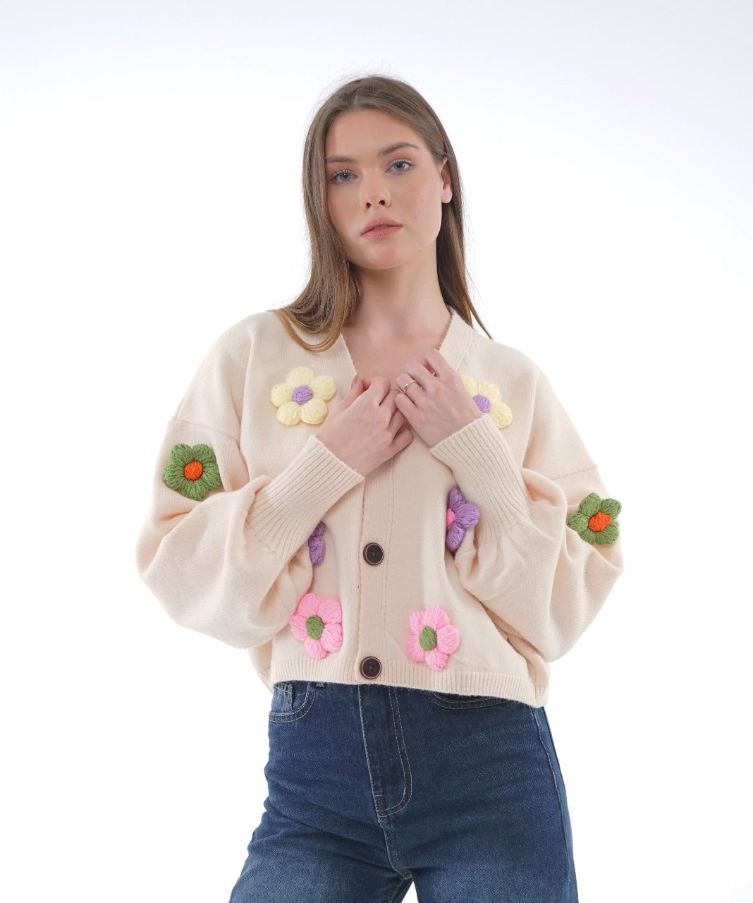 HAND-EMBROIDERED KNIT BLOUSE