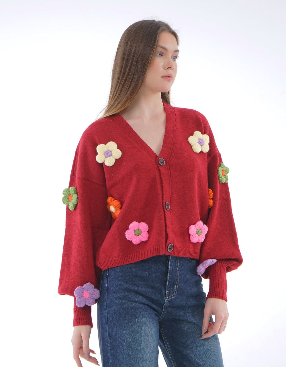 HAND-EMBROIDERED KNIT BLOUSE