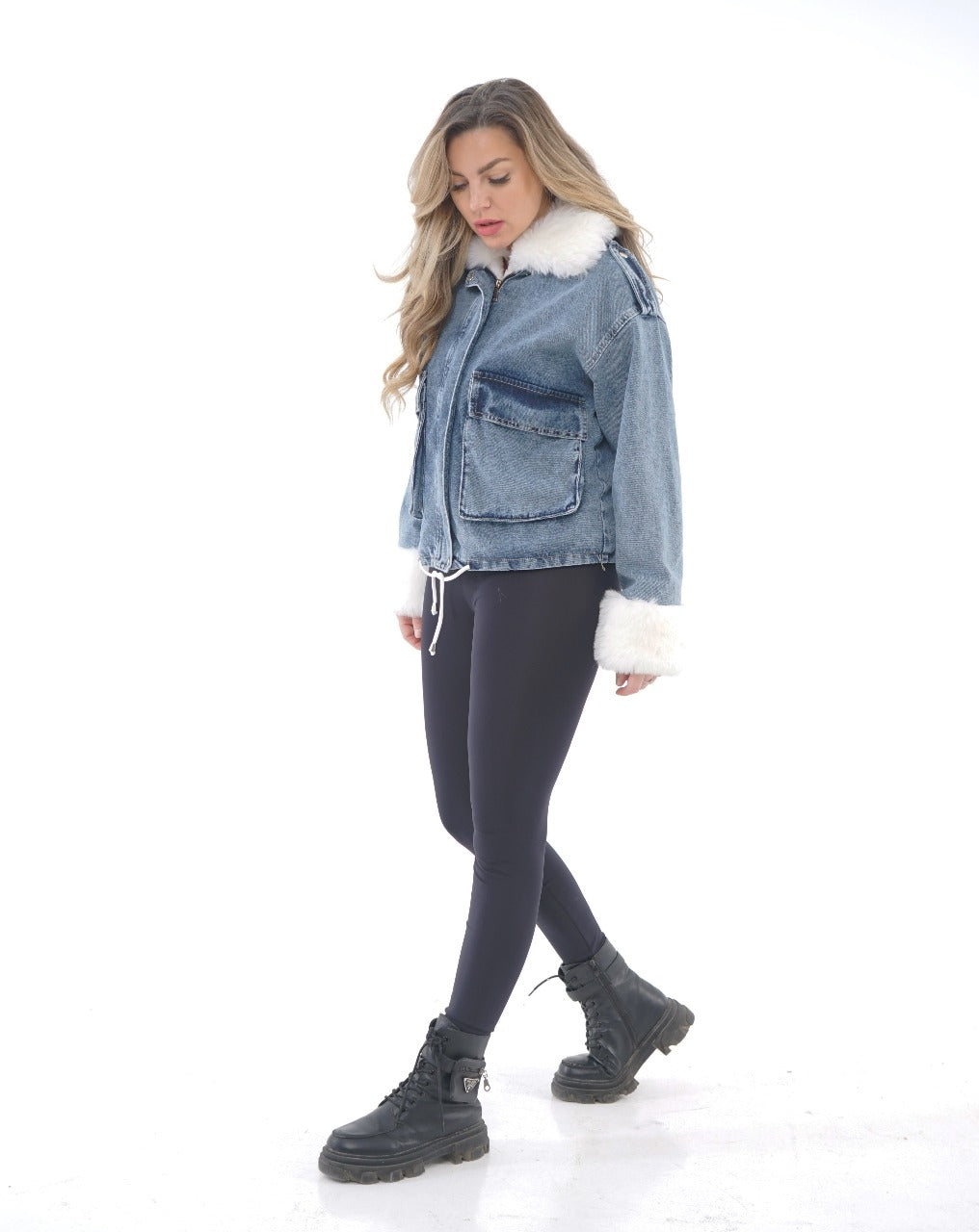 DENIM FUR JACKET